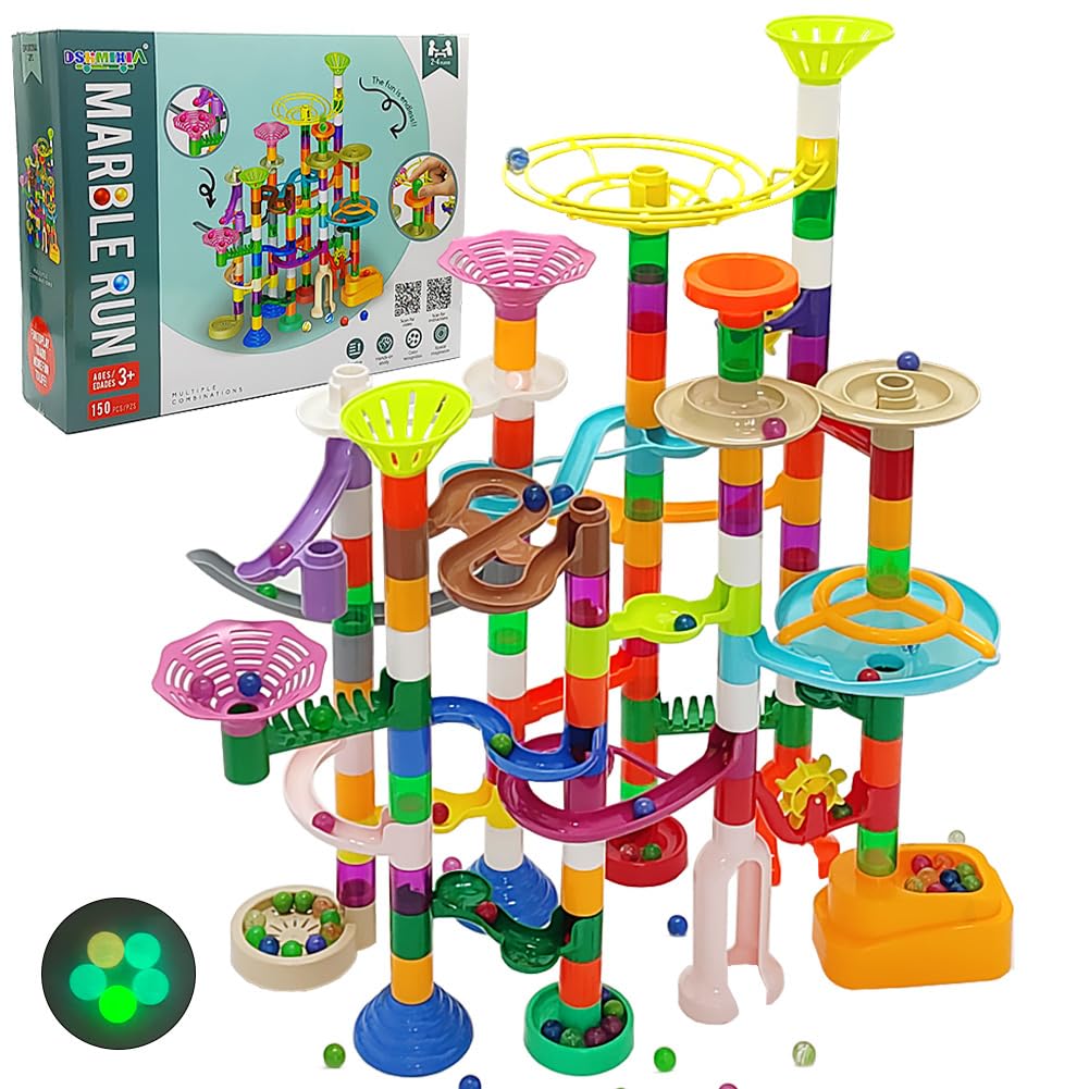 150pcs Marble Run Building Toys for Kids Ages 3-8 - Durable Marble Track Game Set for Boys & Girls - STEM Learning Gift for Birthday & Christmas - Perfect for Indoor Play & Family Fun