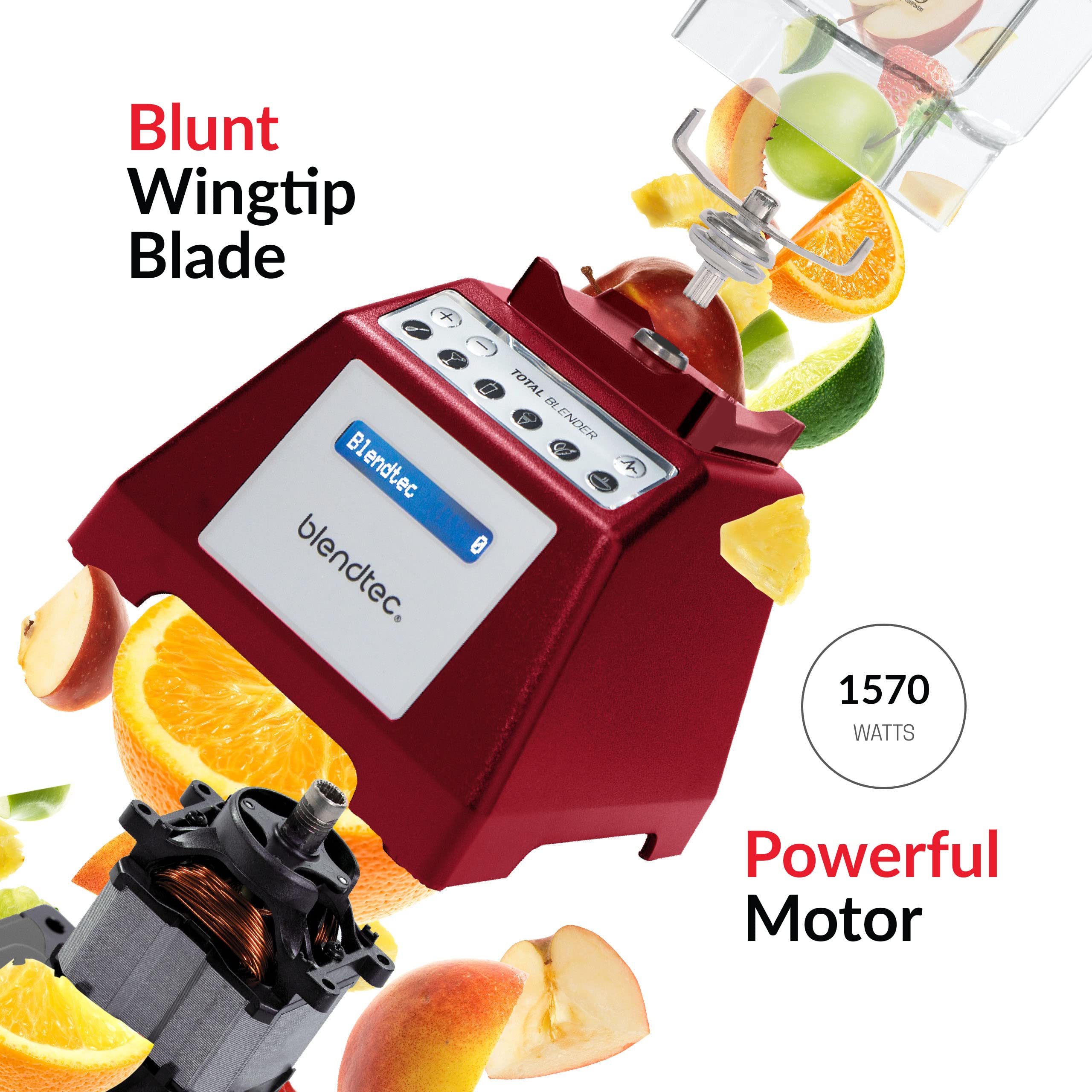 Blendtec Total Classic Original Blender with 90 oz WildSide+ Jar, 24 oz Twister Jar & Spectacula Spatula - Red | High-Speed Blender for Smoothies, Soups, Nut Butters & More | Perfect for Kitchens, Restaurants & Smoothie Bars