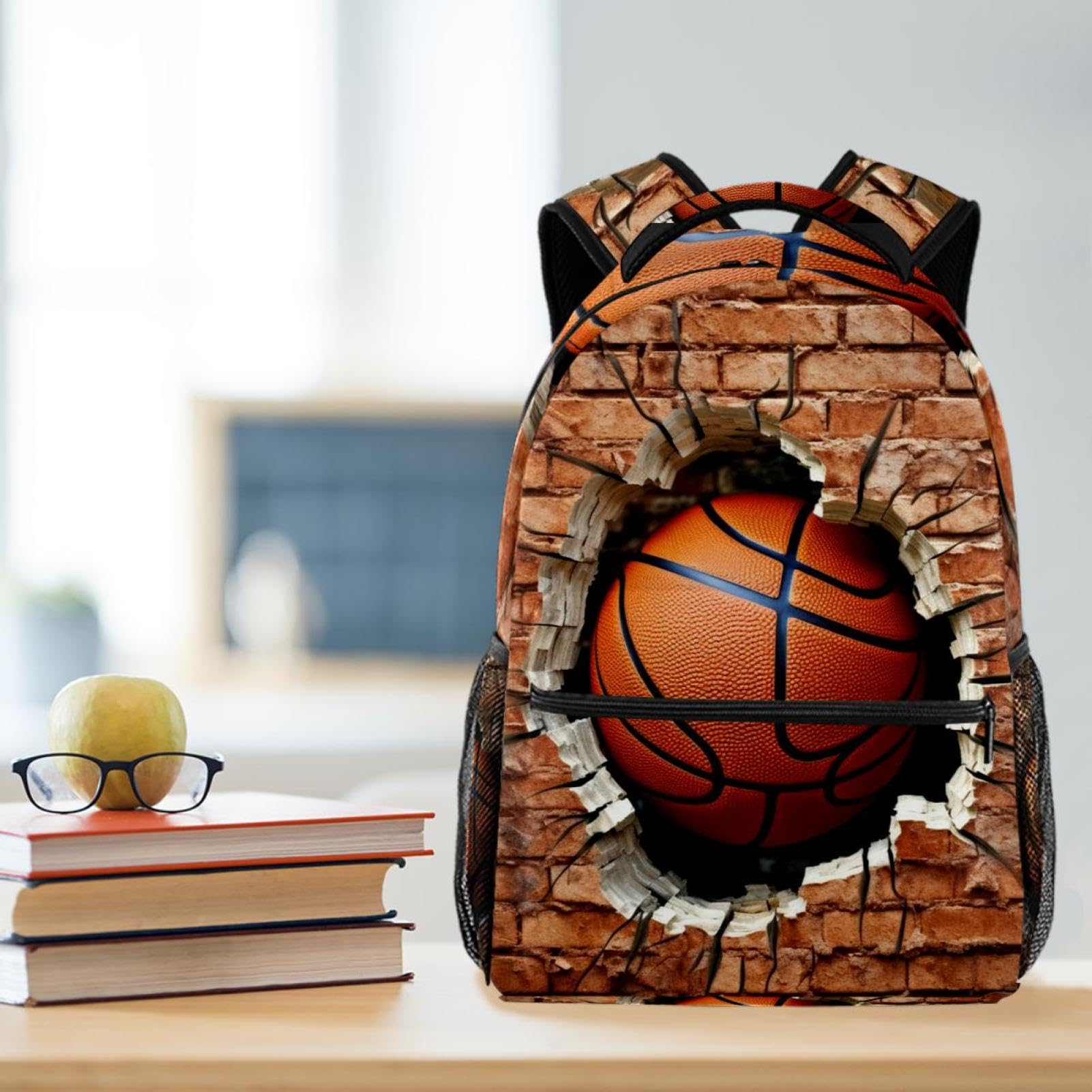 Premium Travel & Work Backpack - Durable Ball Basketball Wall Texture Design - Perfect for Commuting, Gym, Outdoor Adventures & Business Trips