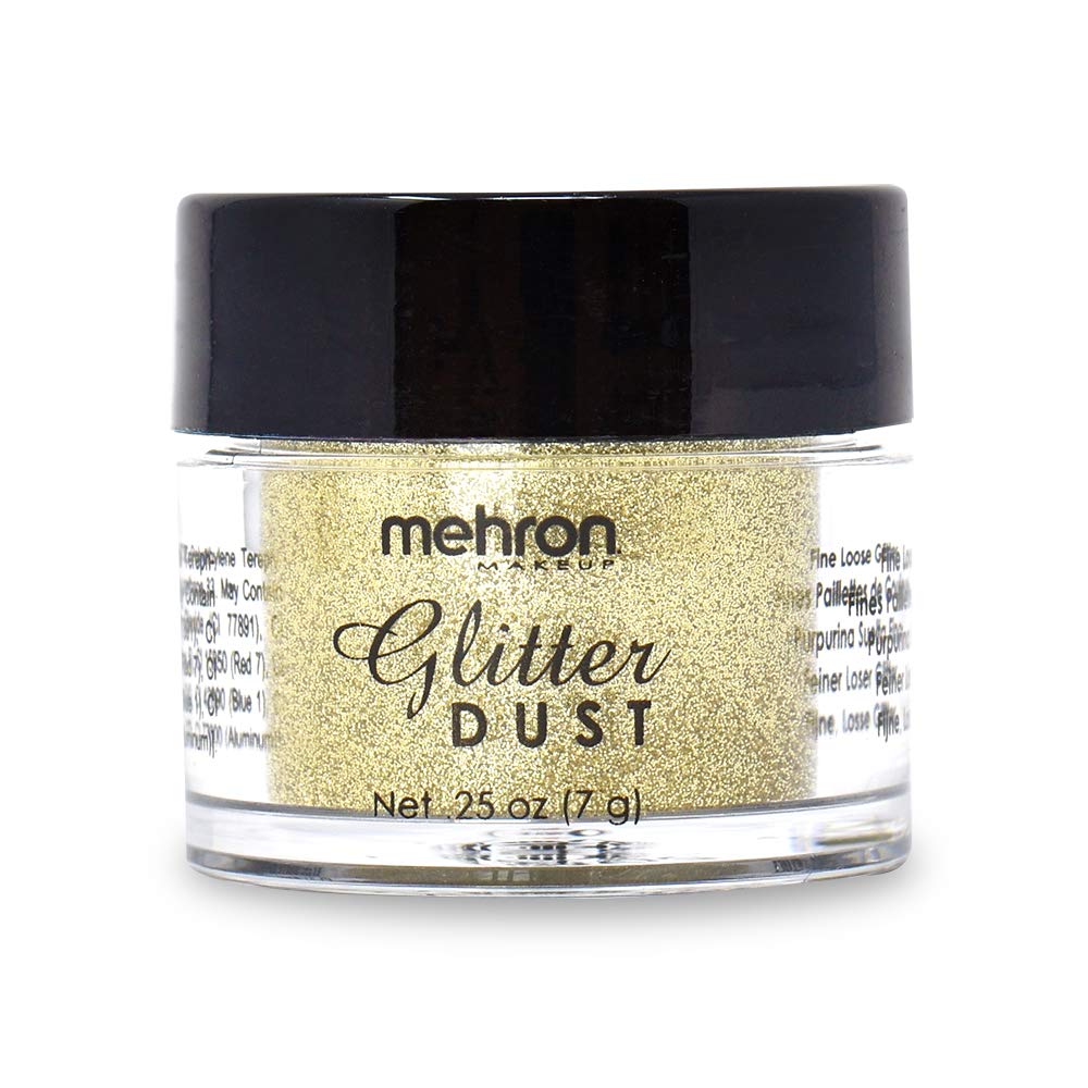 Mehron Makeup Paradise Glitter FX - Professional Cosmetic Loose Glitter for Face, Body & Art - Vibrant Shimmering Gold Glitter .25 oz (7g) - Perfect for Halloween, Cosplay, Festival & Stage Makeup