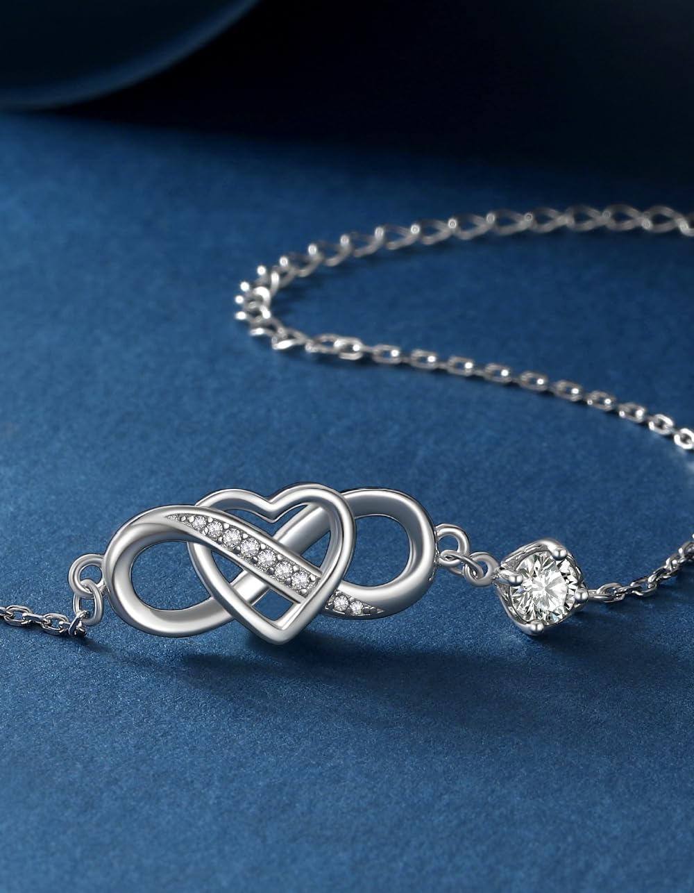 MomentWish Infinity Heart Bracelet for Women - D Color VVS1 Moissanite Simulated Diamond 925 Sterling Silver Jewelry | Romantic Gifts for Her, Anniversary, Valentine's Day, Birthday | Perfect for Date Night, Wedding, Special Occasions