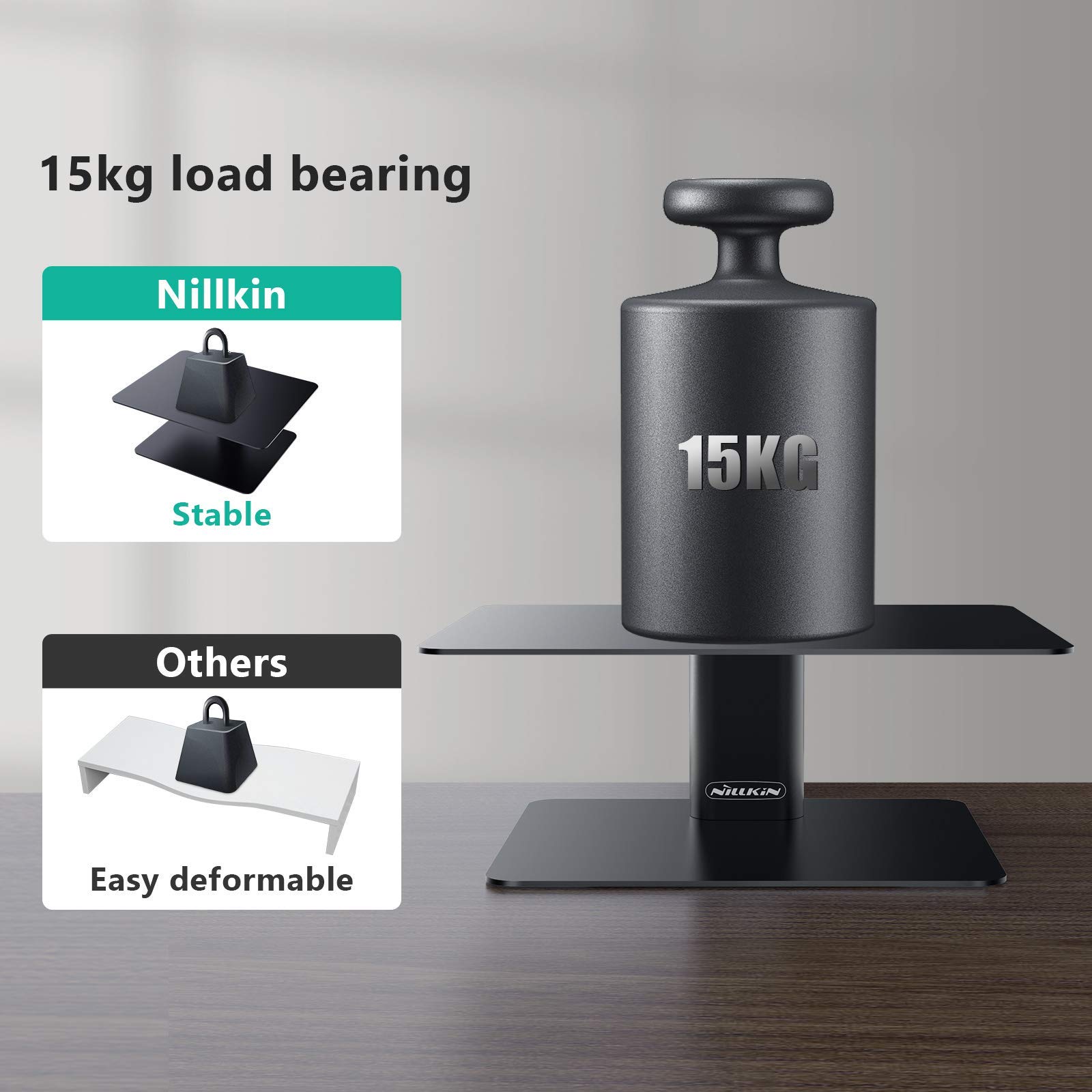 Nillkin Adjustable Height Monitor Stand Riser - Ergonomic Aluminum Computer Desk Holder for iMac, MacBook, Dell, HP, Lenovo & More - Perfect for Home Office & Workspace Setup (Black)