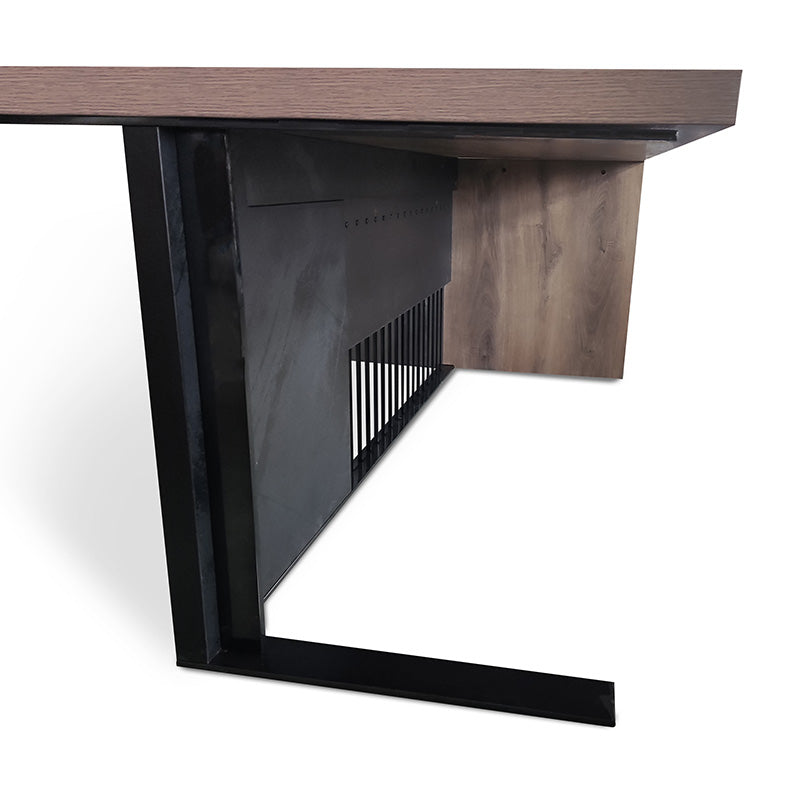 AFTAN BLACK HAWK Limited Edition Executive Desk with Pedestal & Right Mobile Return - 180cm Warm Oak & Black Finish - Perfect for Home Office & Professional Workspaces