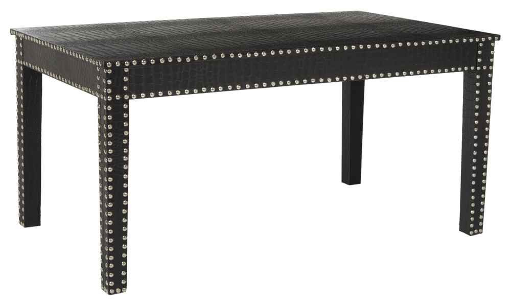 SAFAVIEH Home Collection Crispis Black Croc Coffee Table with Gold Accents - Modern Living Room Centerpiece for Stylish Home Decor