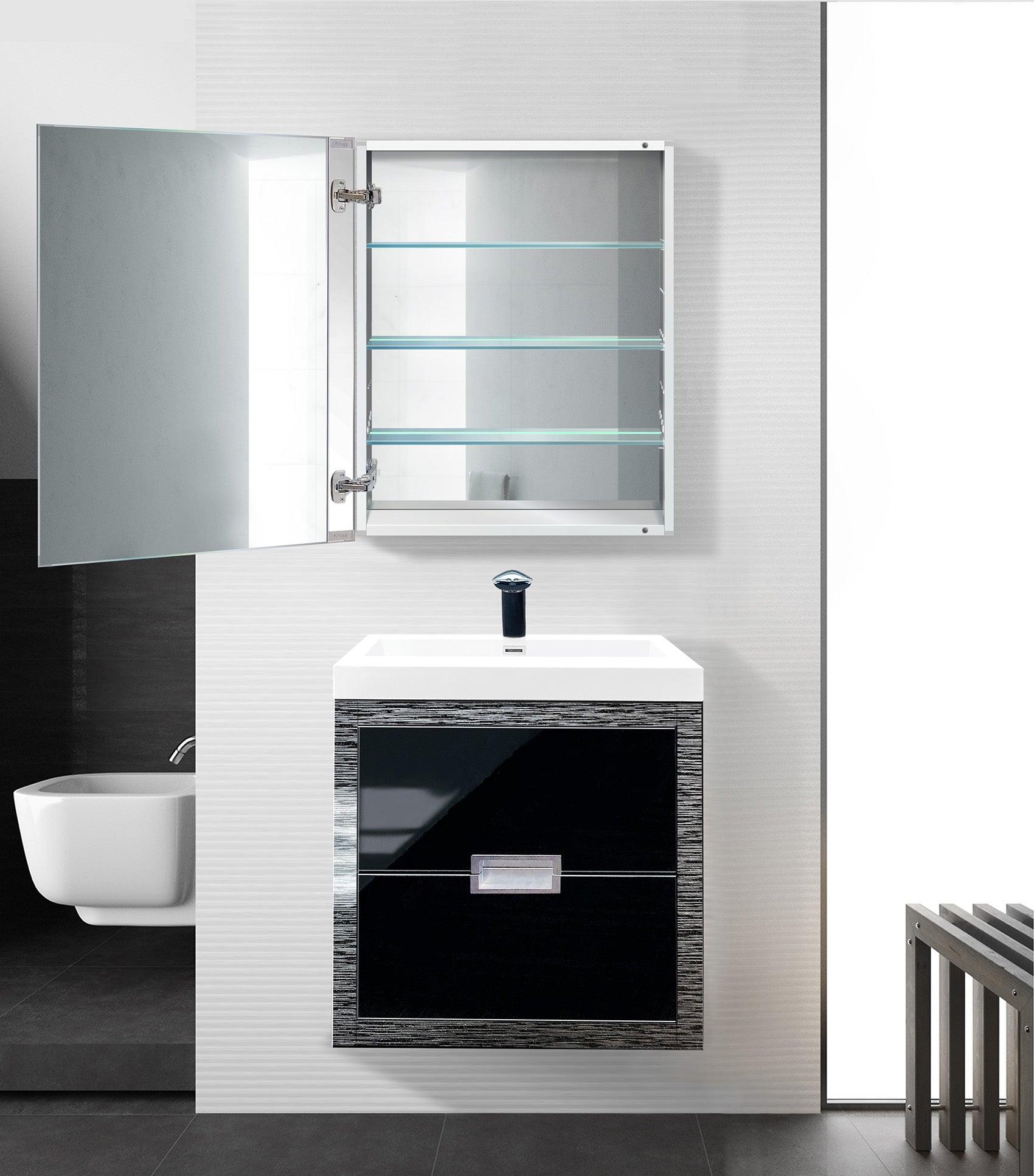 Krugg Plaza 24 x 30 Inch Bathroom Medicine Cabinet with Mirror - Perfect for Bathroom Storage, Vanity Organization & Small Space Saving