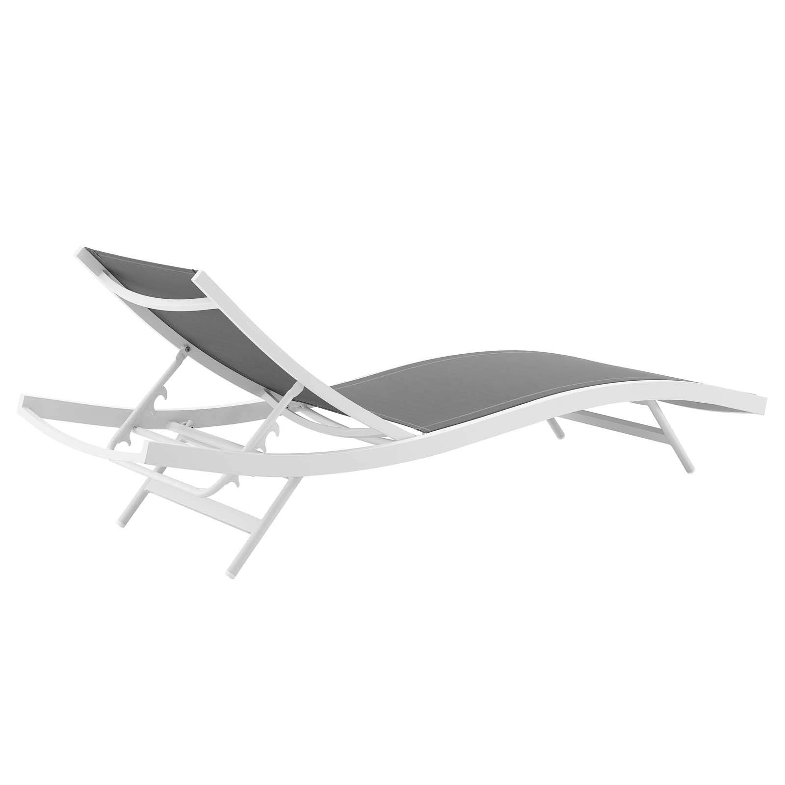 Modern Outdoor Patio Lounge Chair - Lightweight Aluminum Chaise with White & Gray Finish - Perfect for Balcony, Garden, Poolside & Backyard Relaxation