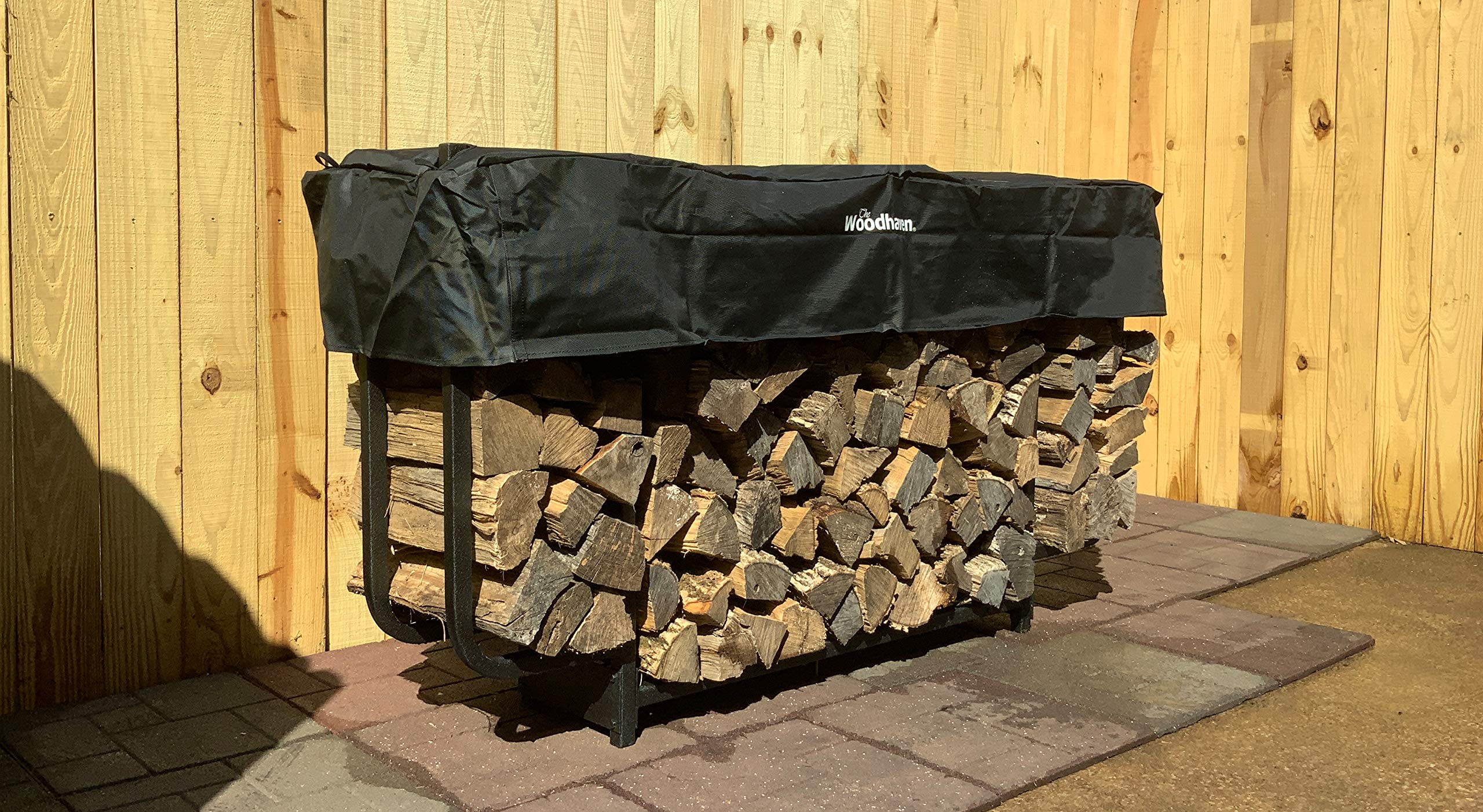 Woodhaven Black 6ft Courtyard Outdoor Firewood Rack With Cover - Heavy Duty Metal Log Holder - UV Resistant Powder Coated - Made in USA - Perfect for Patio, Backyard & Camping Firewood Storage