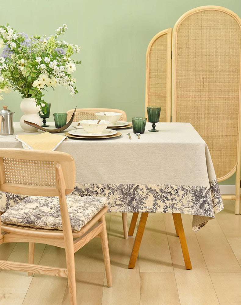 Premium Cotton Linen Rectangle Tablecloth - Washable Dining Table Cover, Modern Kitchen Table Runner, Stylish Coffee Table Protector for Home Decor & Dinner Parties