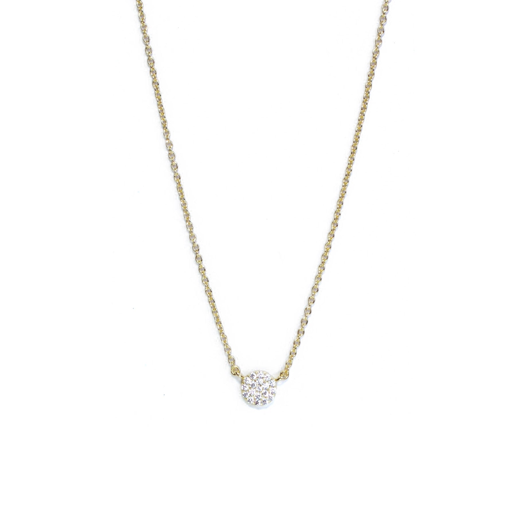 SM Pave Disk Necklace - Elegant Cubic Zirconia Pendant for Women | Perfect for Parties, Weddings & Date Nights