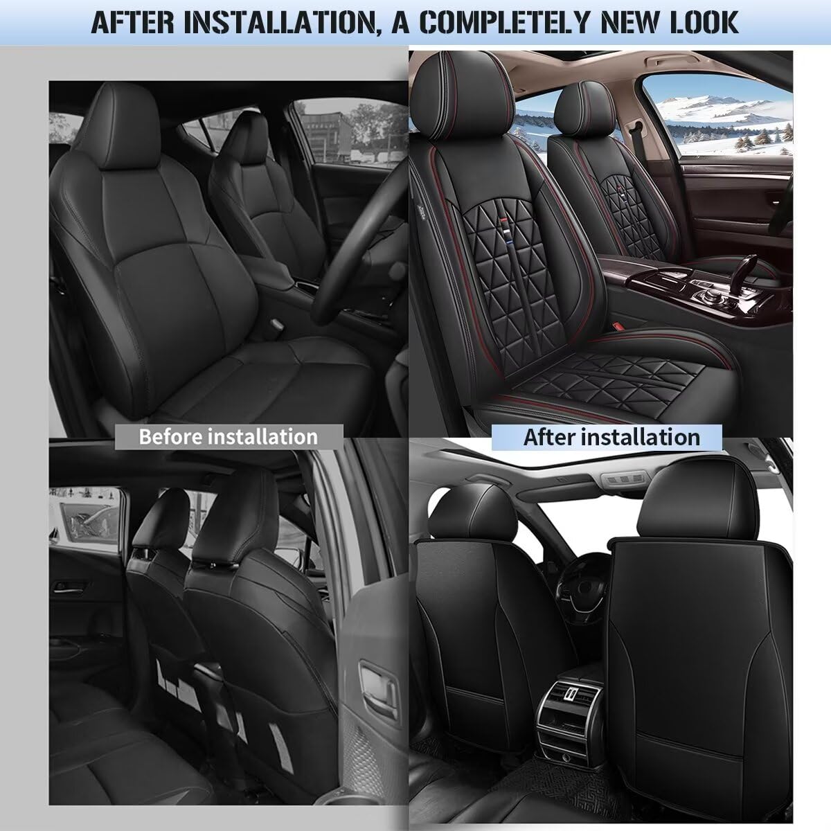 Premium Leather Waterproof Front Seat Covers for Ford Maverick 2022-2025 - Black Car Seat Protectors (2-Piece Set) | Perfect for Daily Commuting, Road Trips & Pet-Friendly Vehicles