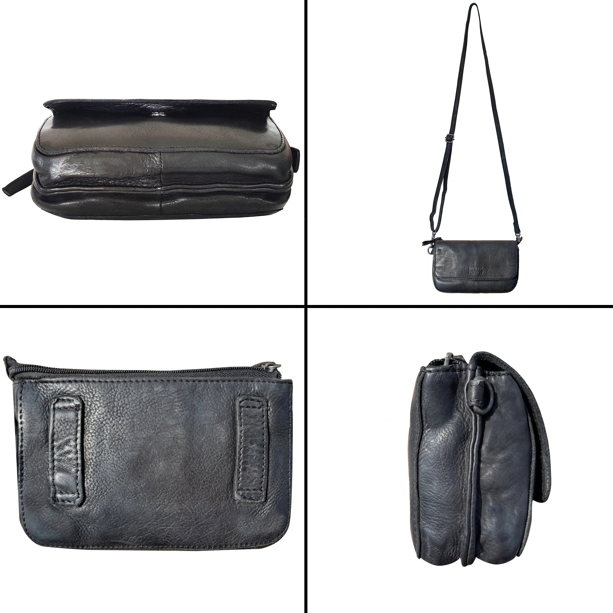 Women's Leather Wallet Travel Purse Waist Bag - Stylish Black Crossbody Fanny Pack for Travel, Hiking & Everyday Use