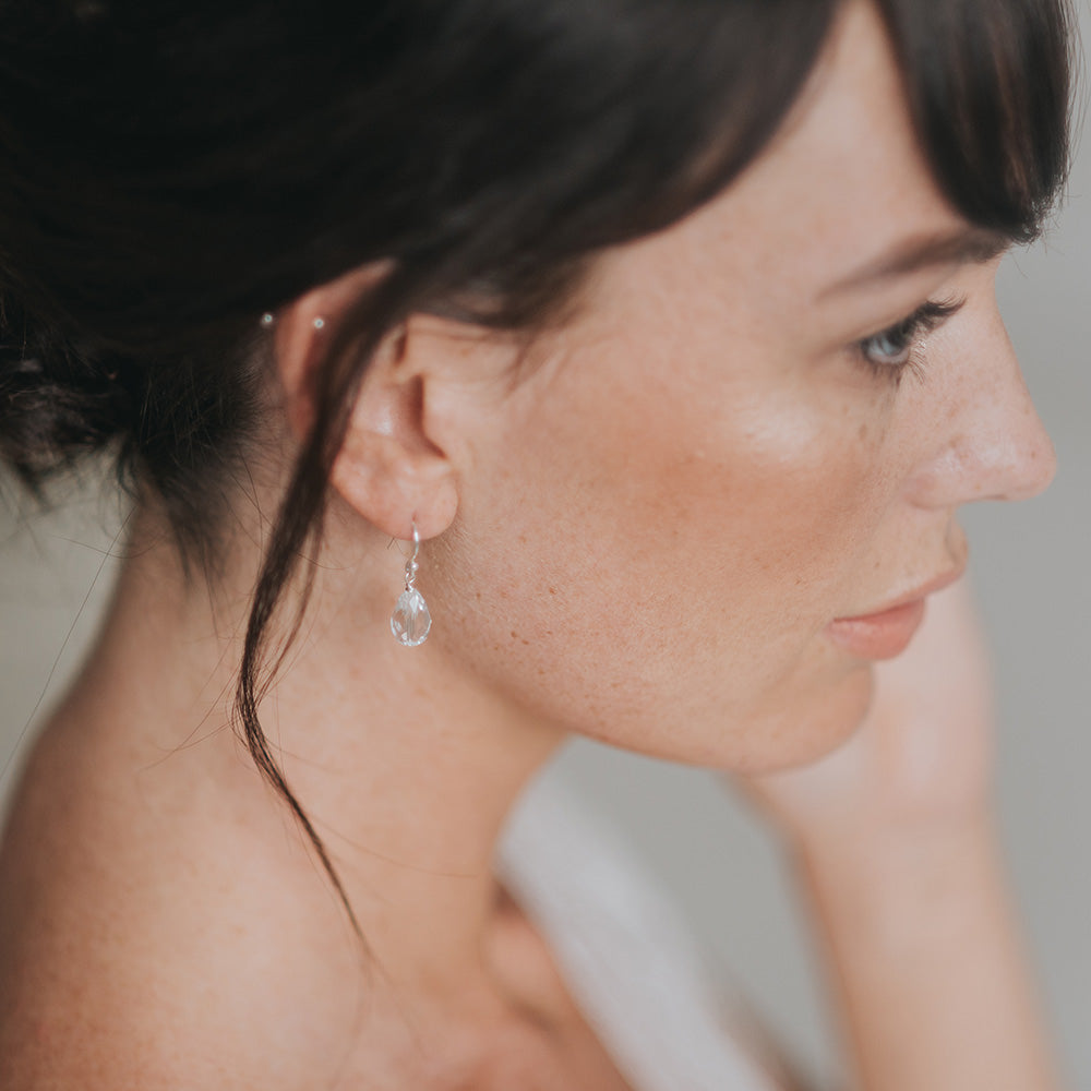 Pandora I Crystal Droplet Earrings in Sterling Silver – Elegant Dangle Earrings for Women, Perfect for Weddings, Parties & Special Occasions