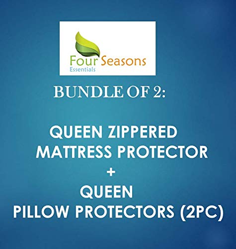 Queen Size Mattress Protector & 2-Pack Waterproof Pillow Protectors - Hypoallergenic, Breathable, Noiseless - Perfect for Allergy Relief, Bedwetting, and Enhanced Sleep Comfort