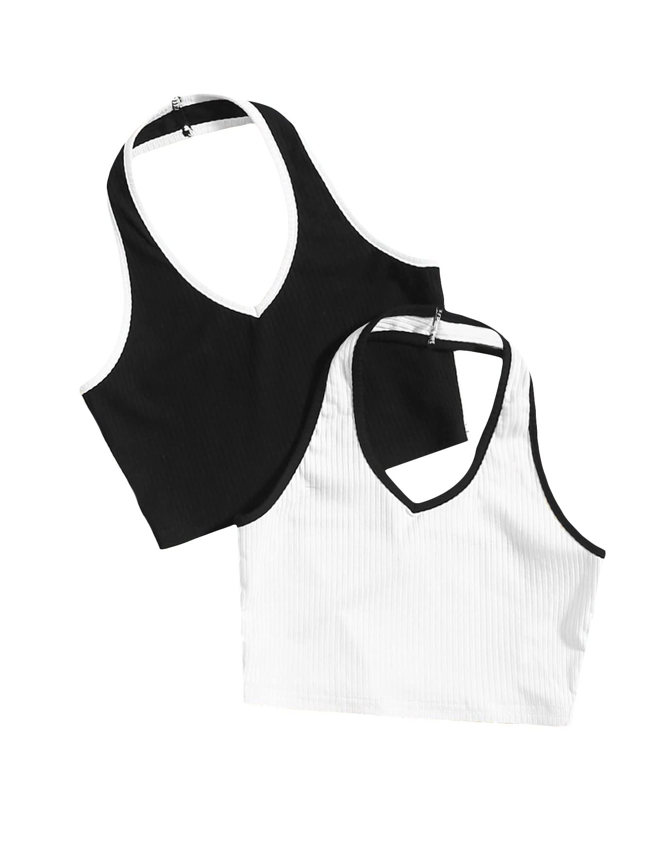 Milumia Girls' Casual Ribbed Knit Halter Crop Top & Shorts Set - Trendy Two Piece Outfit for Summer, Beach, and Party Wear