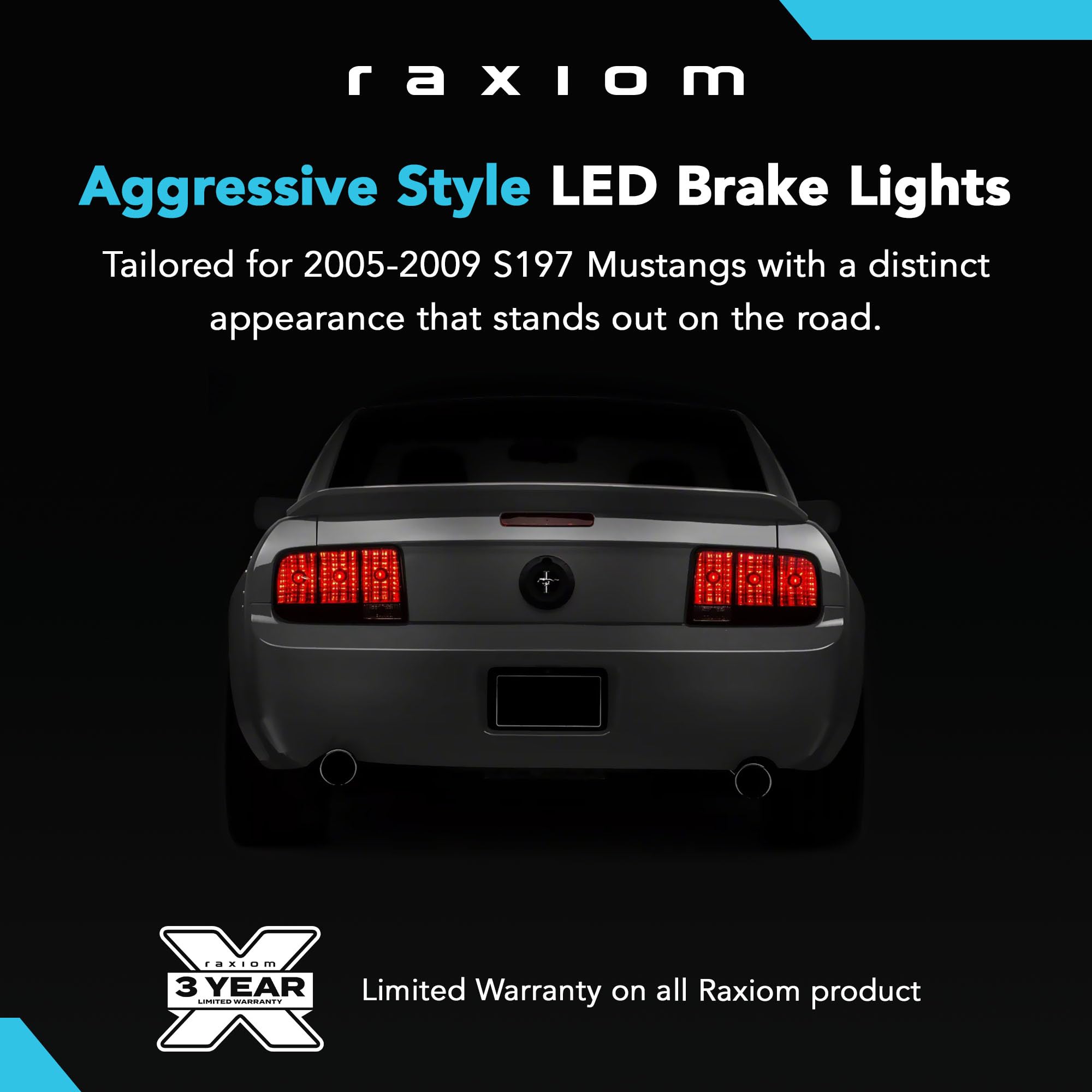Raxiom Smoked Tail Lights Set Assembly for Ford Mustang 2005-2009 - Iconic Styling, Easy Installation | Upgrade Your Mustang's Rear Look for Night Driving & Car Shows