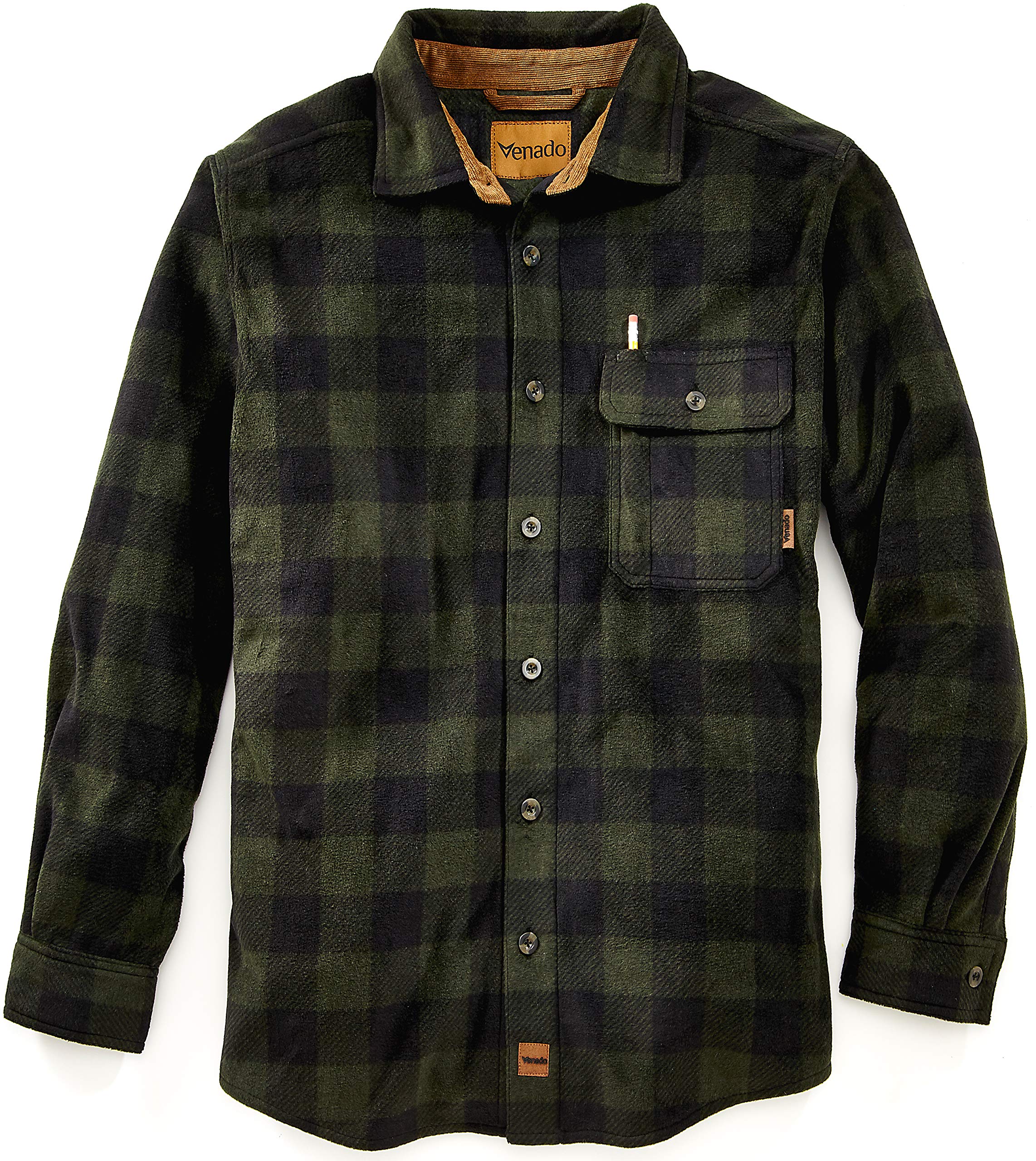 Venado Men's Heavyweight Buffalo Plaid Fleece Shirt - Soft & Warm Flannel Shirt for Men - Perfect for Outdoor Camping, Hiking, and Winter Activities