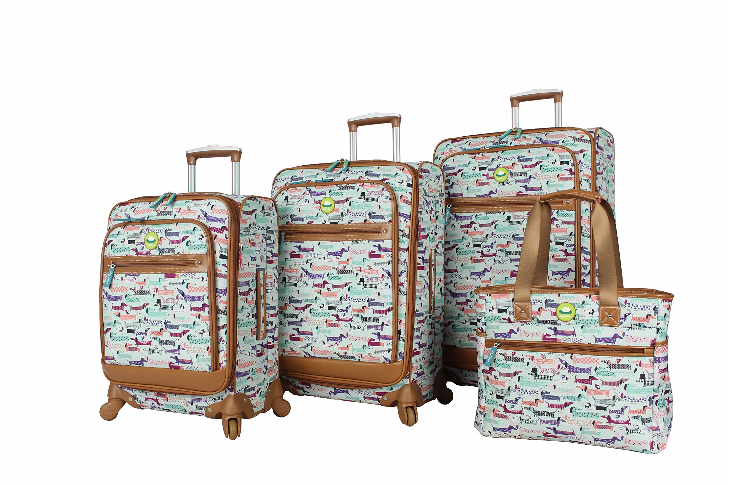 Lily Bloom 4-Piece Luggage Set with Spinner Wheels for Women - Lightweight Expandable Suitcase Collection for Travel, Business Trips & Vacations (Totally Paw Some)