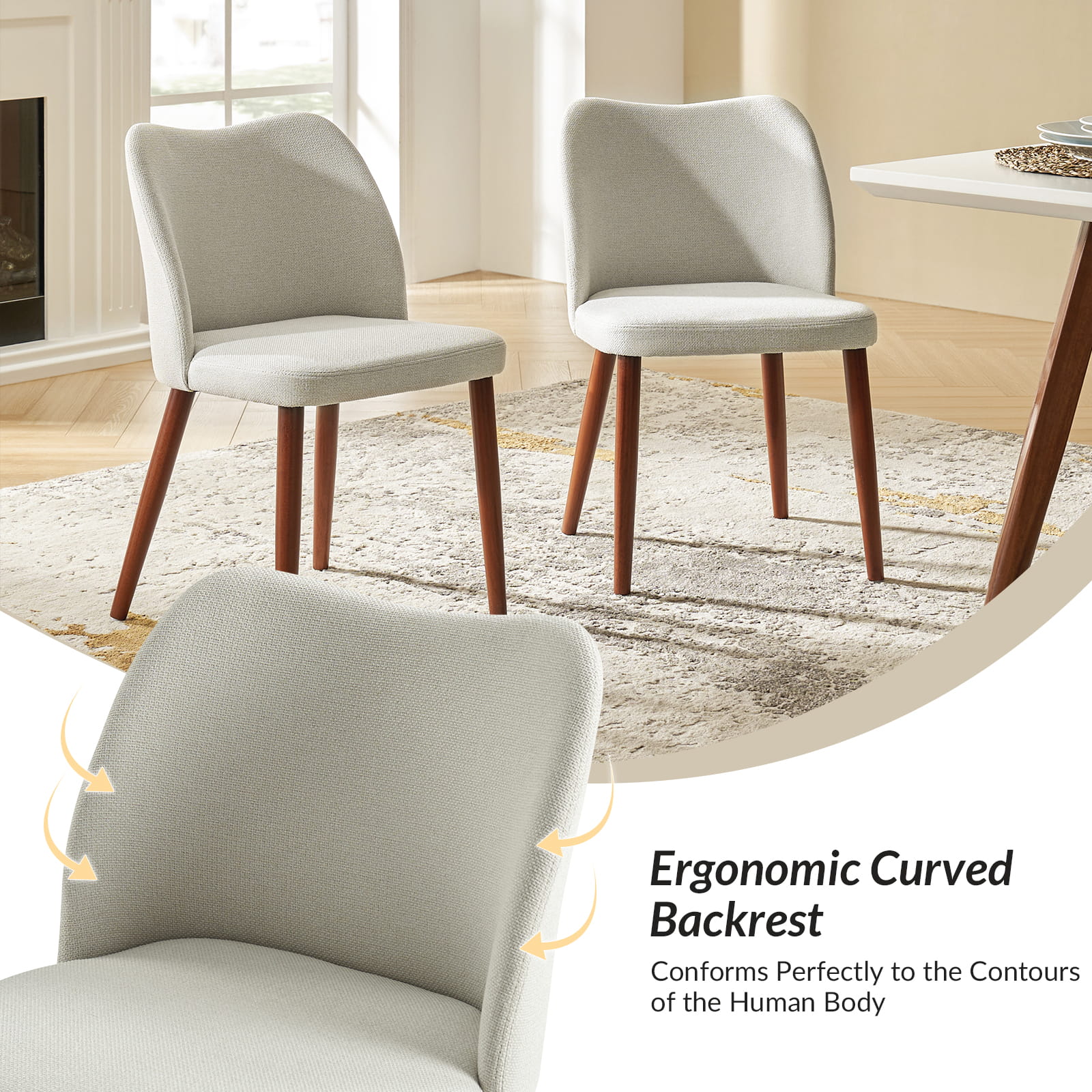 Mid Century Modern Upholstered Dining Chairs - Diana Collection | Stylish Upholstered Side Chairs for Kitchen, Dining Room & Office | Comfortable & Elegant Seating Solution