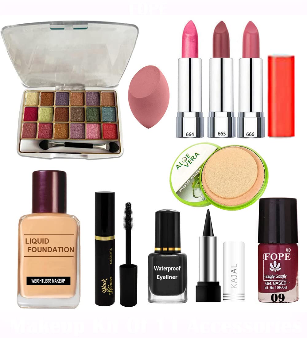 Fope Complete Travel Makeup Kit for Women & Girls - S19K04A2036 | Portable Cosmetic Set with Essentials for On-the-Go Beauty & Vacation Makeup Touch-Ups