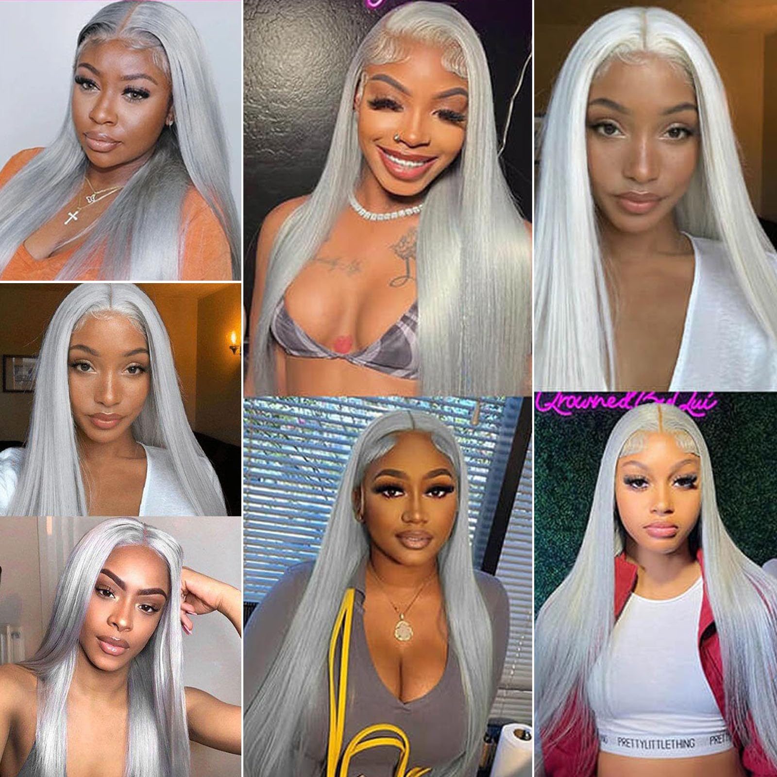 Smavida Silver Grey Lace Front Wigs Human Hair - Pre Plucked 13x4 HD Transparent Lace Frontal Wig with Baby Hair | Glueless Silver Straight Lace Wig for Black & White Women | 22 Inch | Perfect for Cosplay, Daily Wear & Special Occasions