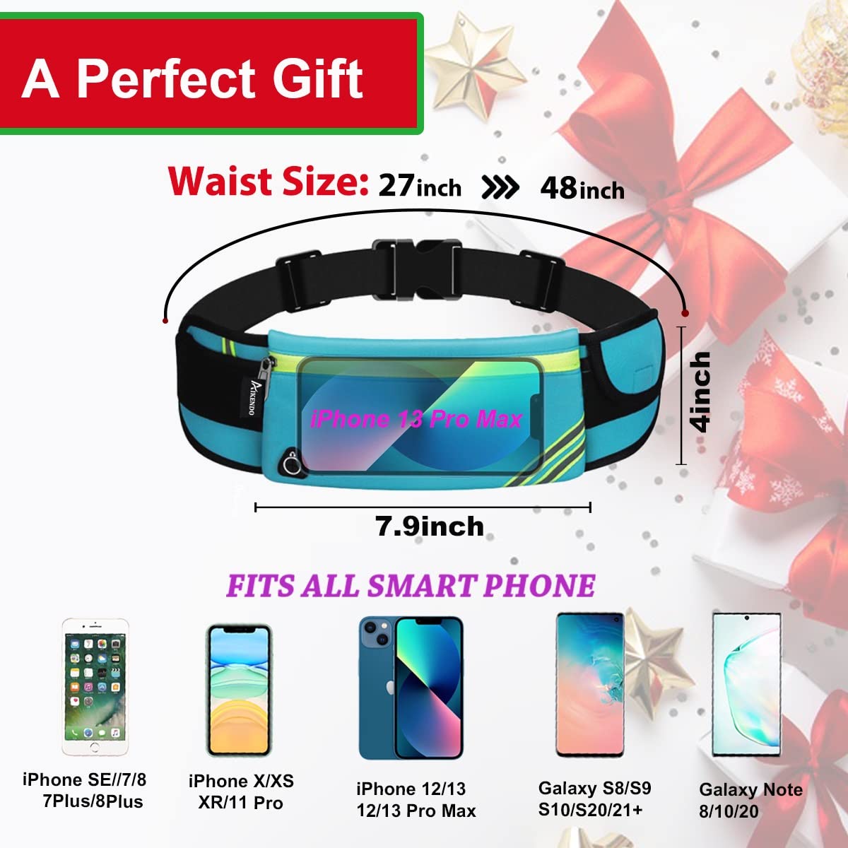 Running Belt Waist Pack - Waterproof Sports Fanny Pack for Phone & Essentials - Adjustable Gym Fitness Belt for Men & Women - Ideal for Jogging, Hiking & Workouts (Blue)