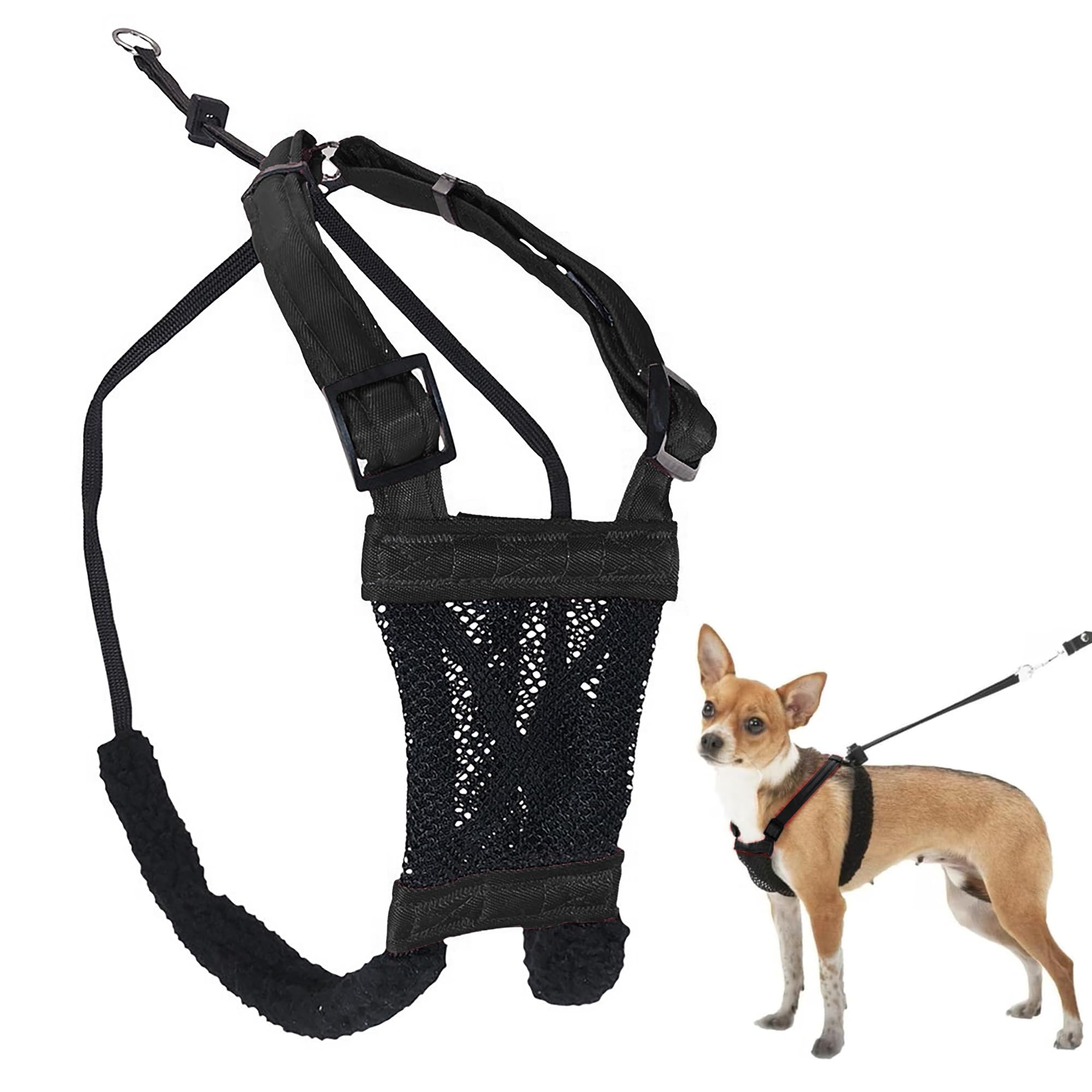 Sporn Extra Small No Pull Dog Harness - Black Mesh Pet Harness for Toy Breeds | Durable Nylon Anti-Pull Design | Breathable & Easy-to-Wear Dog Body Harness for Walking, Training & Outdoor Adventures
