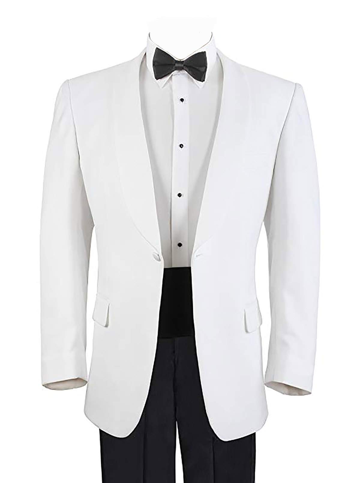 Men's White Formal Dinner Jacket - Size 56 Long | Elegant Tuxedo for Weddings, Prom & Black Tie Events
