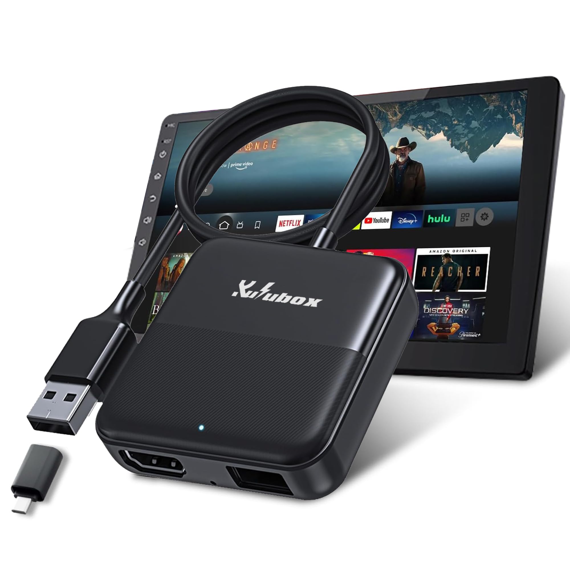 Wireless CarPlay Android Auto Adapter with HDMI Input - Plug & Play Car TV Mate Max for Wired CarPlay Cars | Fire TV Stick Converter | Watch Netflix, YouTube & Movies in Vehicle | Perfect for Road Trips & Commuting