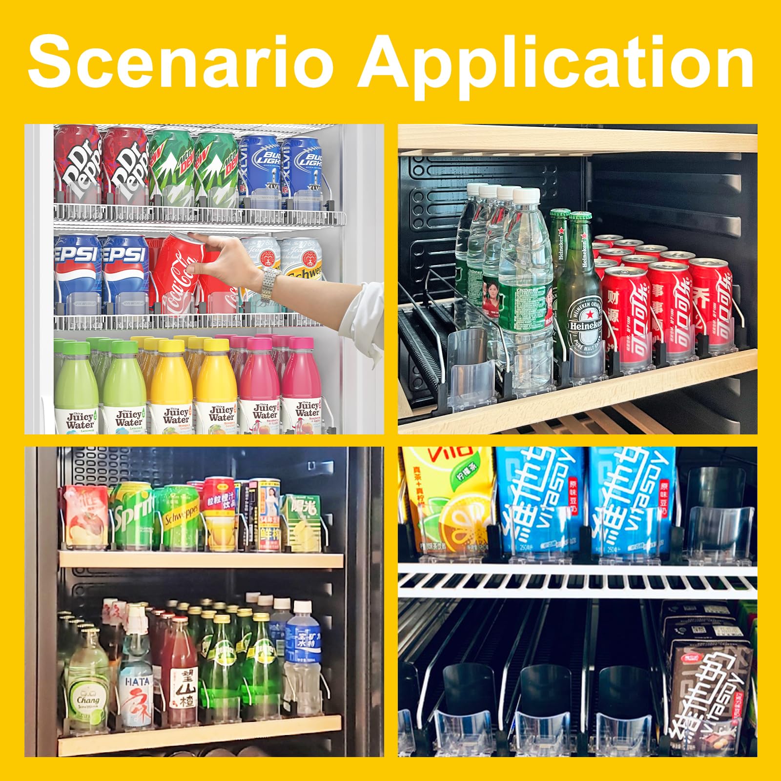 Adjustable Self-Pushing Soda Can Dispenser for Refrigerator - White Drink Organizer with Automatic Pusher Glide - Fridge Storage Solution for Soda Cans, Beer & Beverages - Perfect for Kitchens, Offices & Game Rooms