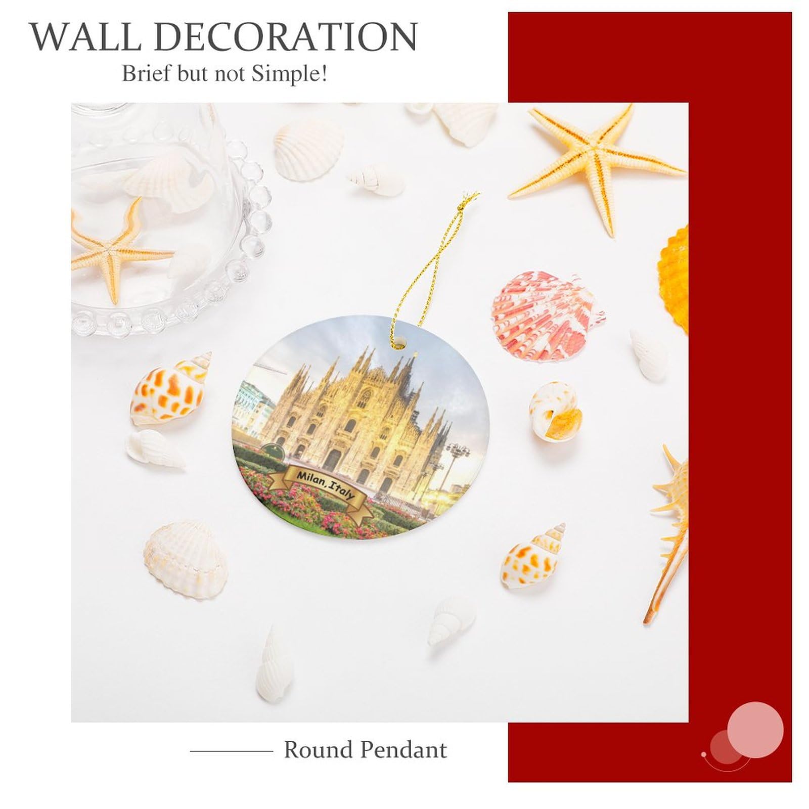 Hand-Painted Milan Italy Christmas Tree Ornament - 2.9 Inch Double-Sided Porcelain Holiday Decoration for Xmas Tree, Home & Gift Giving