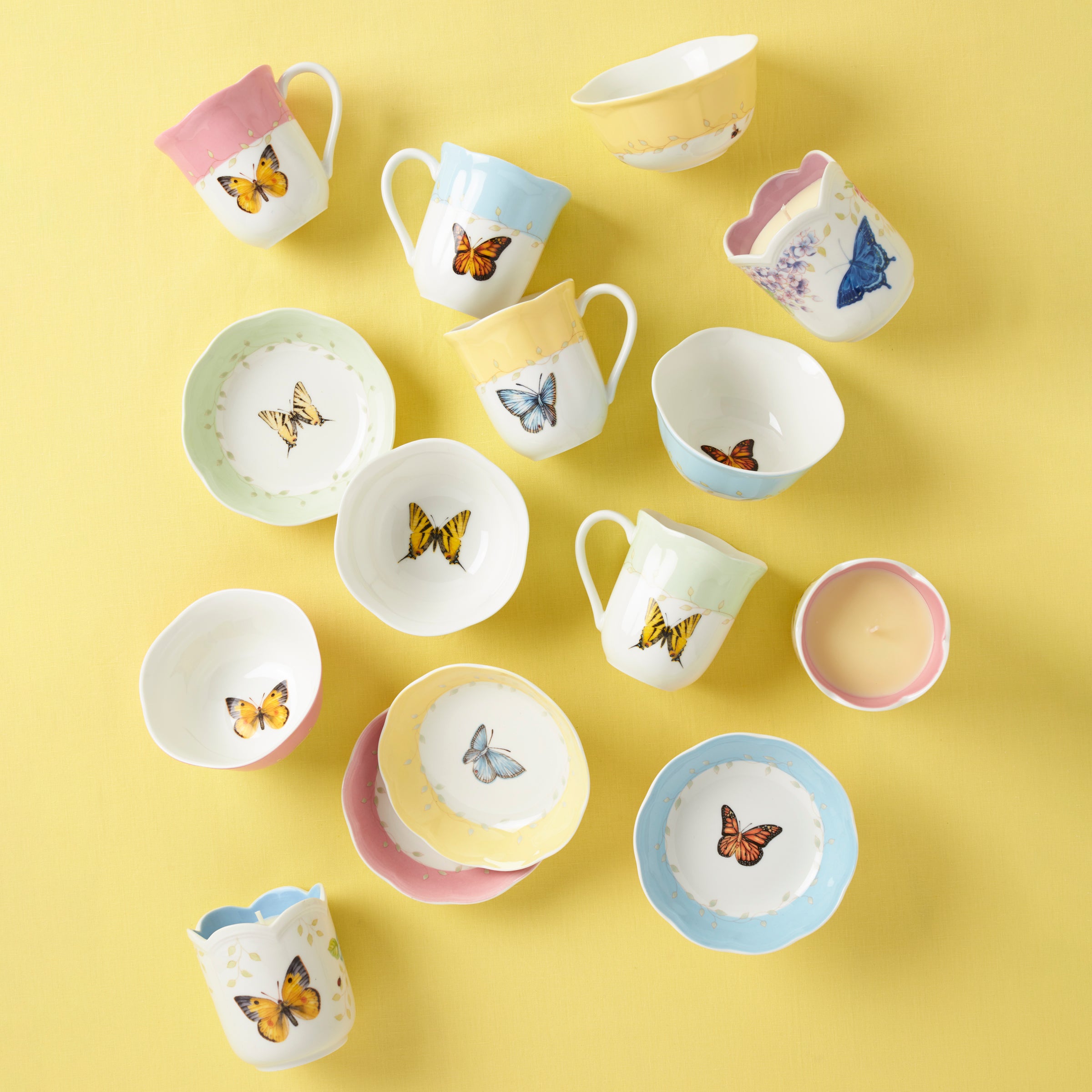Butterfly Meadow Coffee Mugs Set of 4 - Floral Ceramic Tea Cups for Home, Office & Gifts - Perfect for Morning Coffee, Afternoon Tea & Decor