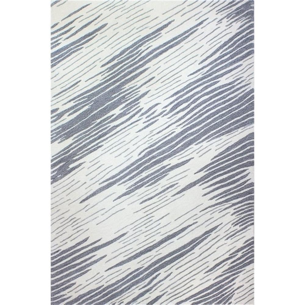 Luxury Hand Tufted Wool & Viscose Area Rug - Bashian Collection - 3.9’ x 5.9’ Ivory/Grey - Perfect for Living Room, Entryway, Bedroom & Home Decor