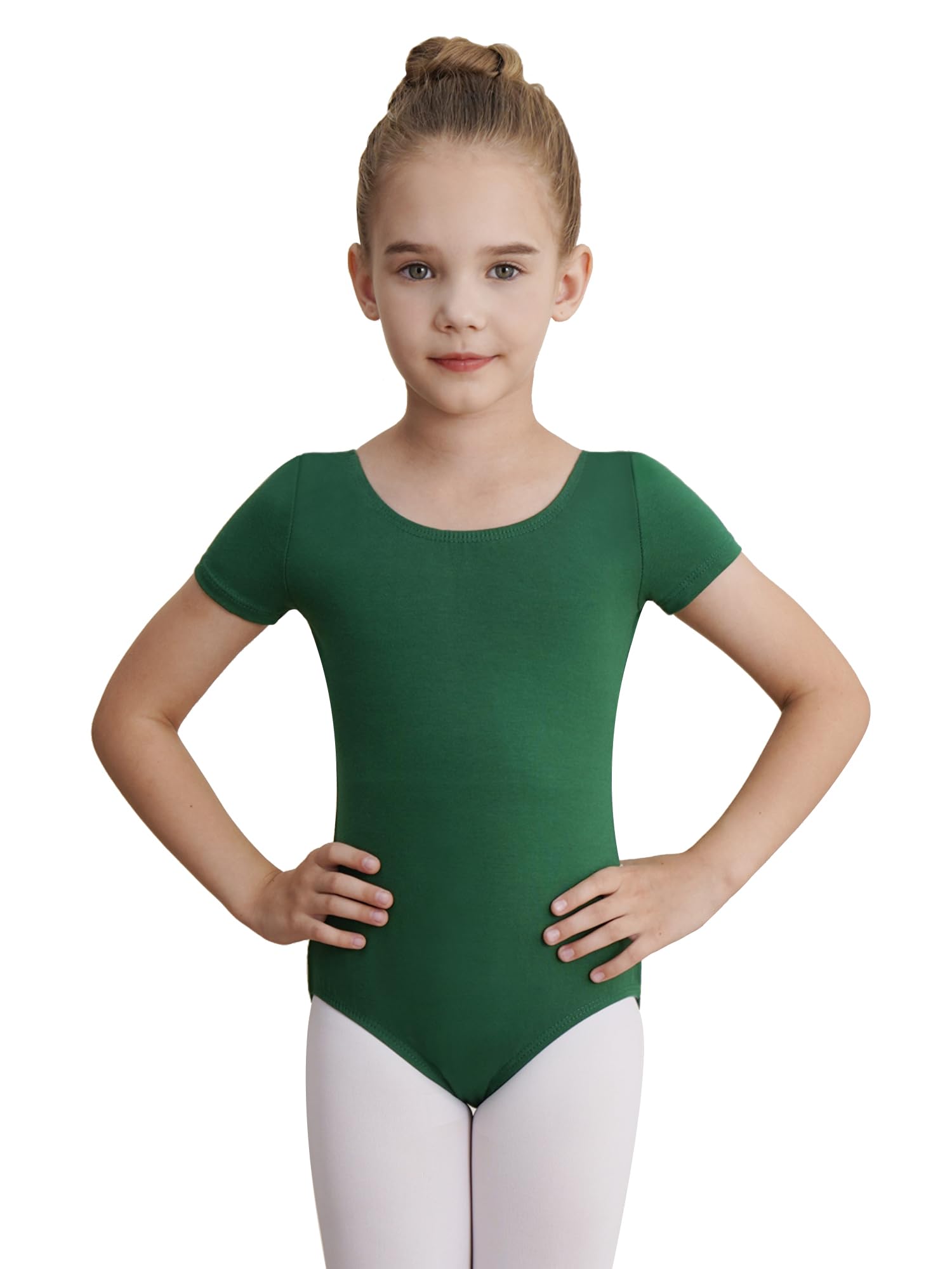 WEGETIT Girls Gymnastics Leotard - Classic Ballet Short Sleeve Dancewear for Kids - Perfect for Ballet Class, Gymnastics Practice & Dance Recitals