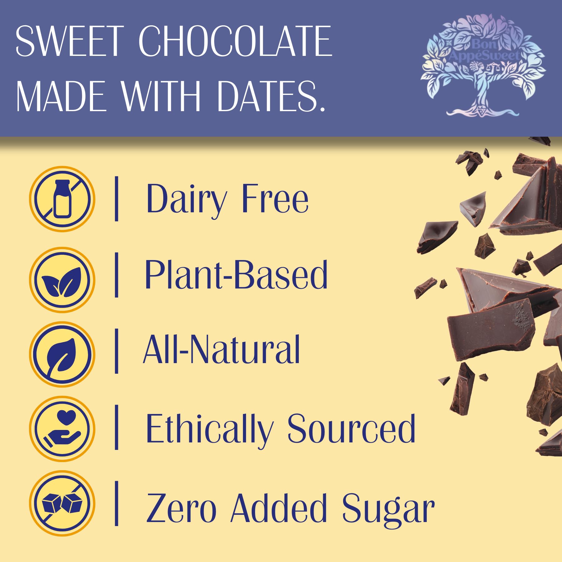 Organic Dark Chocolate Bar - 70% Cacao, No Sugar Added, Dairy-Free | Healthy Snack for Dessert & Gifts