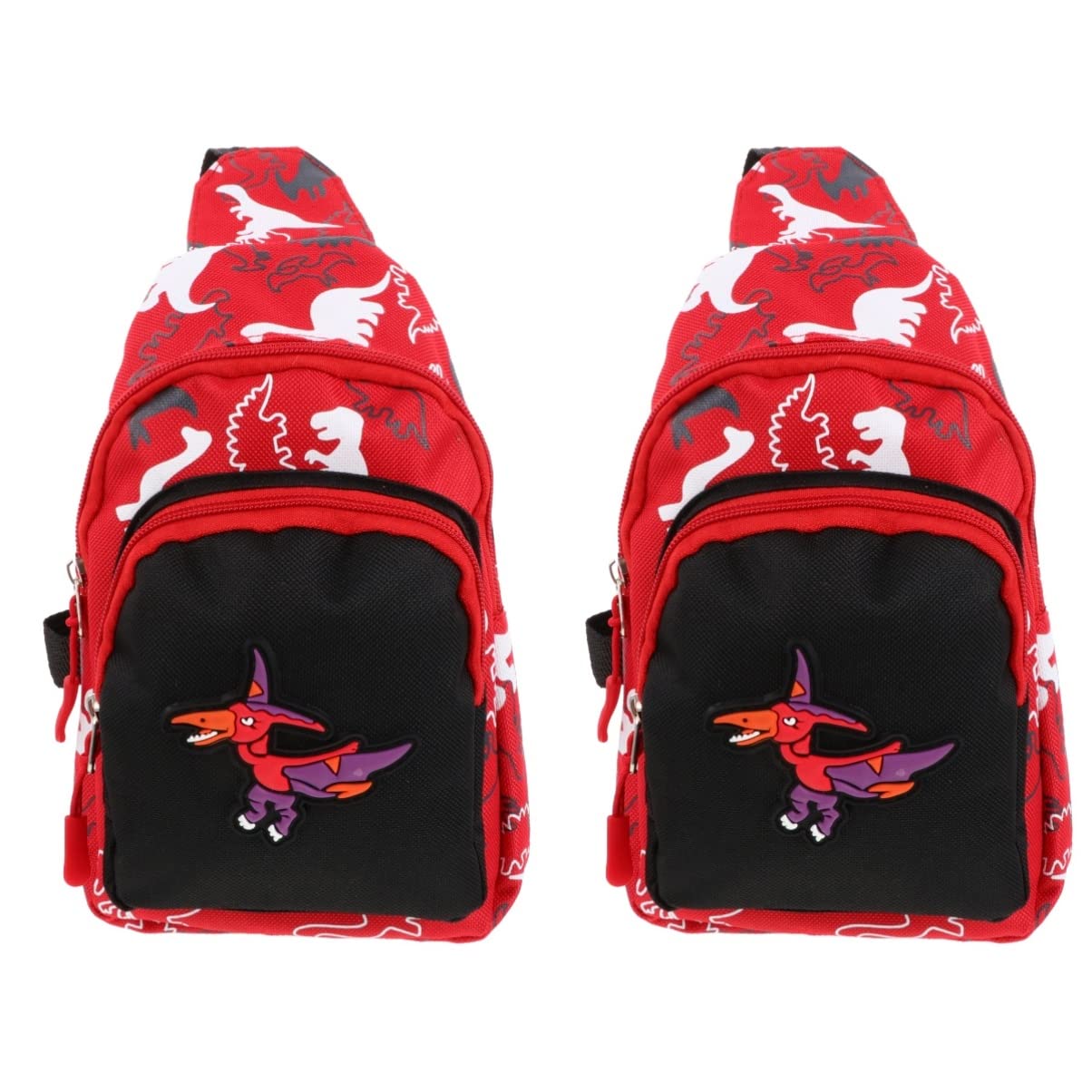 VALICLUD 2-Pack Kids Waist Pack - Dinosaur Themed Crossbody Fanny Pack for Boys & Girls, Adjustable Nylon Belt Bag for School, Travel & Outdoor Activities