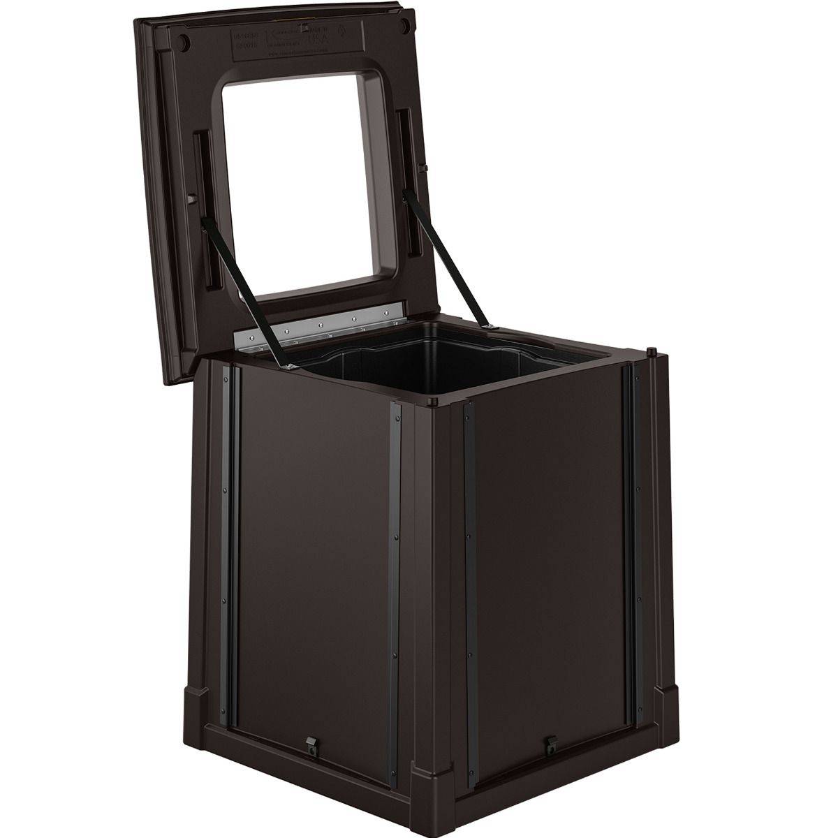 35 Gallon Heavy Duty Resin Trash Can with Open Lid - Customizable Outdoor Garbage Bin for Home, Garage, and Commercial Use
