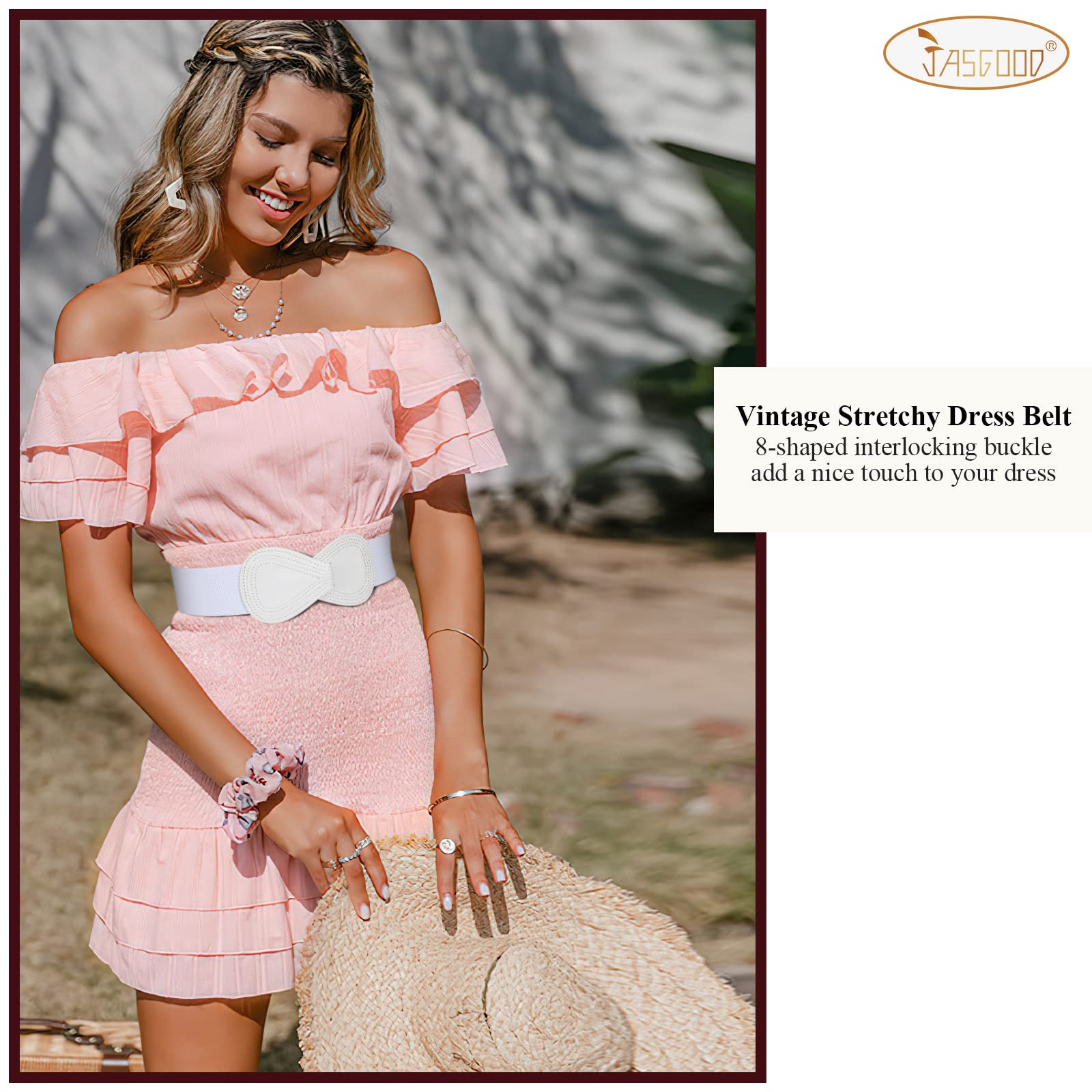 JASGOO Vintage Wide Elastic Waist Belt for Women - Stretchy Dress Belt - Perfect for Dresses, Skirts & High-Waisted Outfits