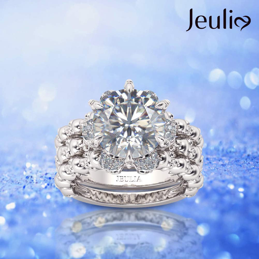 8.4 Carat Cubic Zirconia Wedding Ring Set - 925 Sterling Silver Round Cut Solitaire Engagement Rings for Women, Interchangeable Bridal Rings Set with Jewelry Gift Box - Perfect for Anniversaries, Proposals & Romantic Gifts