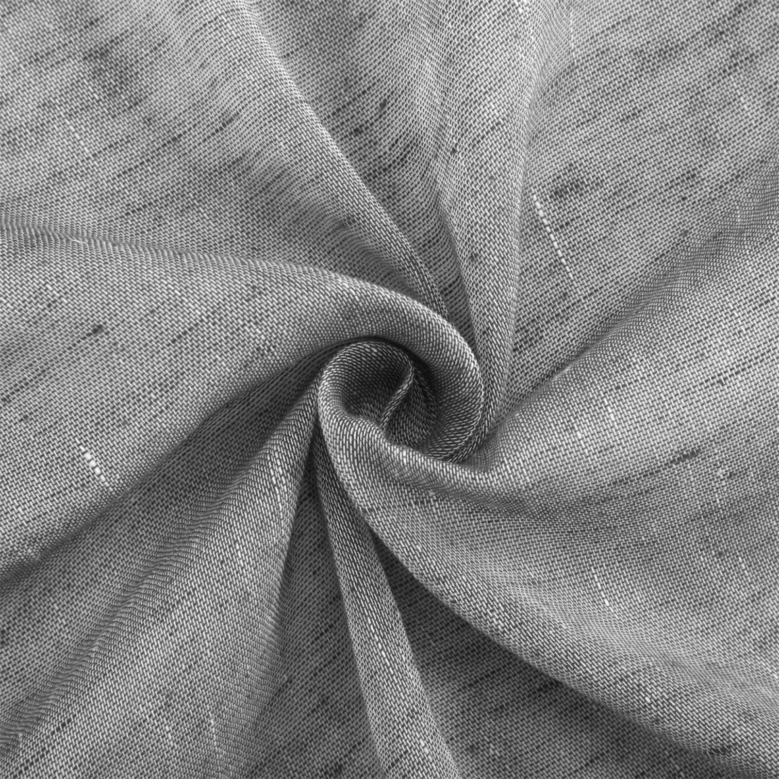 LOYOLADY Grey Linen Curtains 102 Inches Long - 2 Panels Set, Semi-Sheer Window Drapes for Bedroom & Living Room, 72