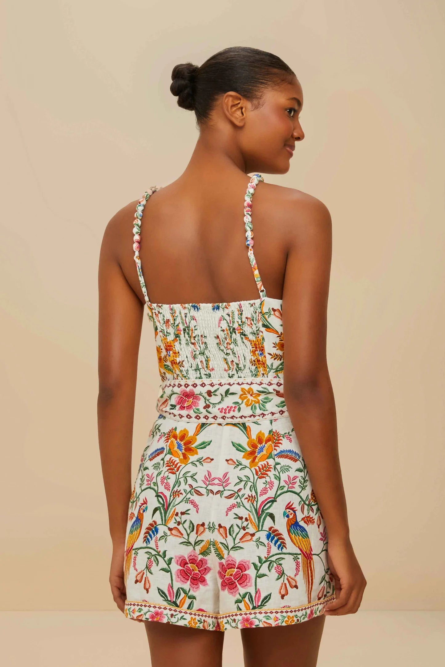 Farm Rio Delicate Forest Off-White Romper - Women's Floral Jumpsuit for Summer, Beach & Vacation | Boho Chic One-Piece Outfit