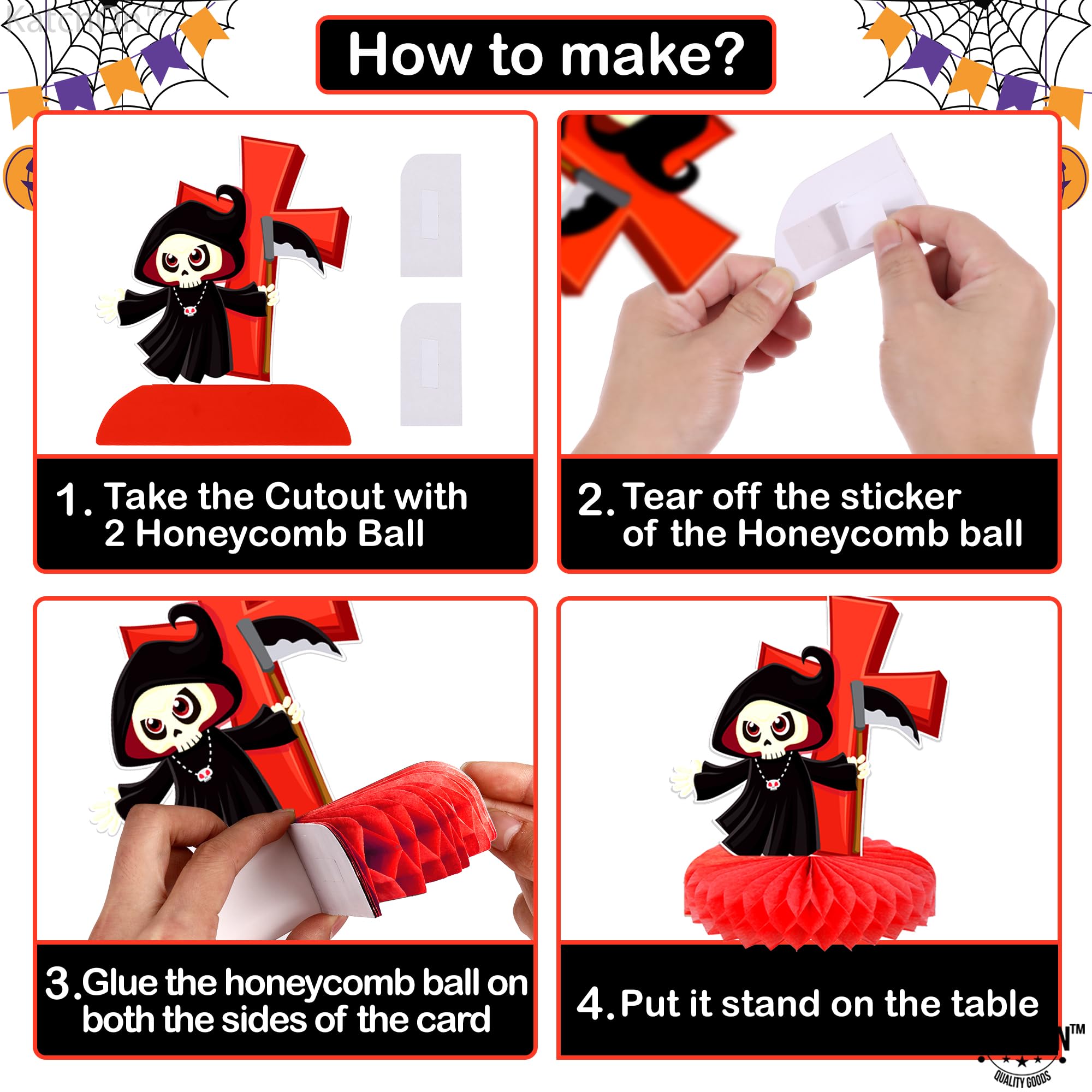 Spooky Halloween Table Decorations - Pack of 9 Haunted Ghost, Pumpkin & Cat Honeycomb Centerpieces for Halloween Party Decor | Perfect for Halloween Dinner, Haunted House & Spooky Party Decorations