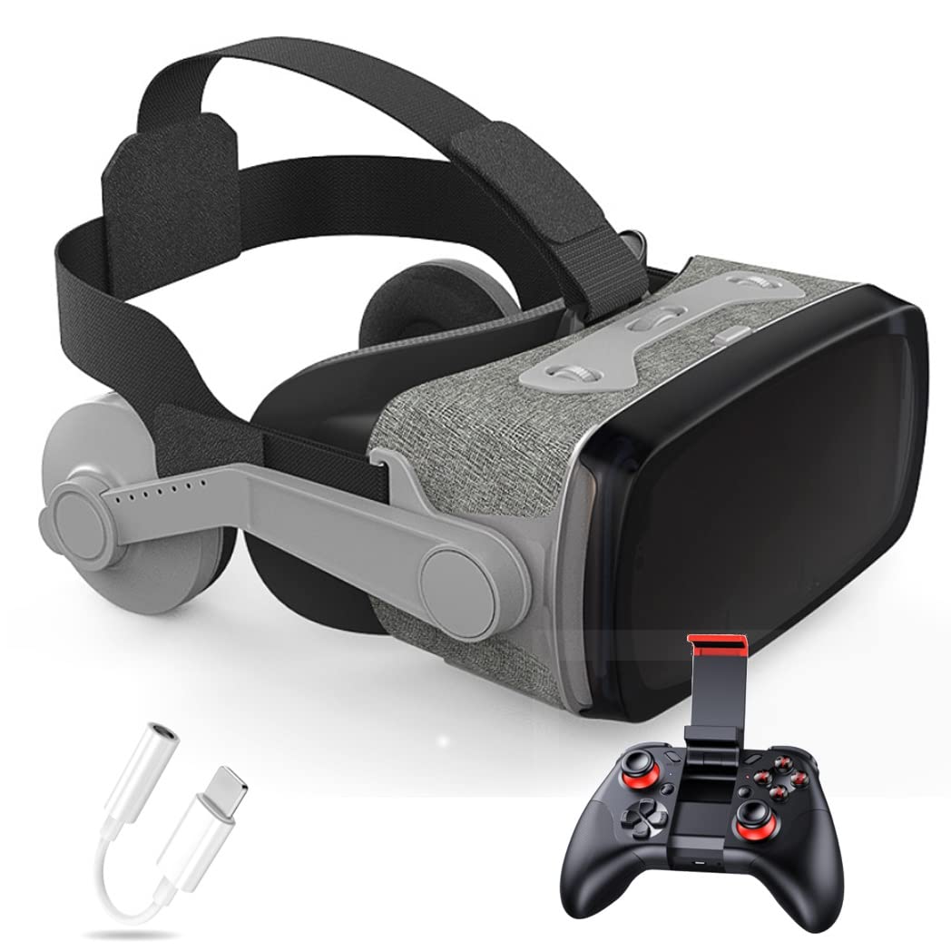 Lunette 3D VR Headset with Bluetooth Controller - Virtual Reality Glasses Compatible with iPhone 13 Pro Max/13 Pro/13/12/11, Samsung Galaxy S21, Huawei, Xiaomi Series - Perfect for Gaming, Movies & Virtual Tours (Color: Black, Size: iOS)