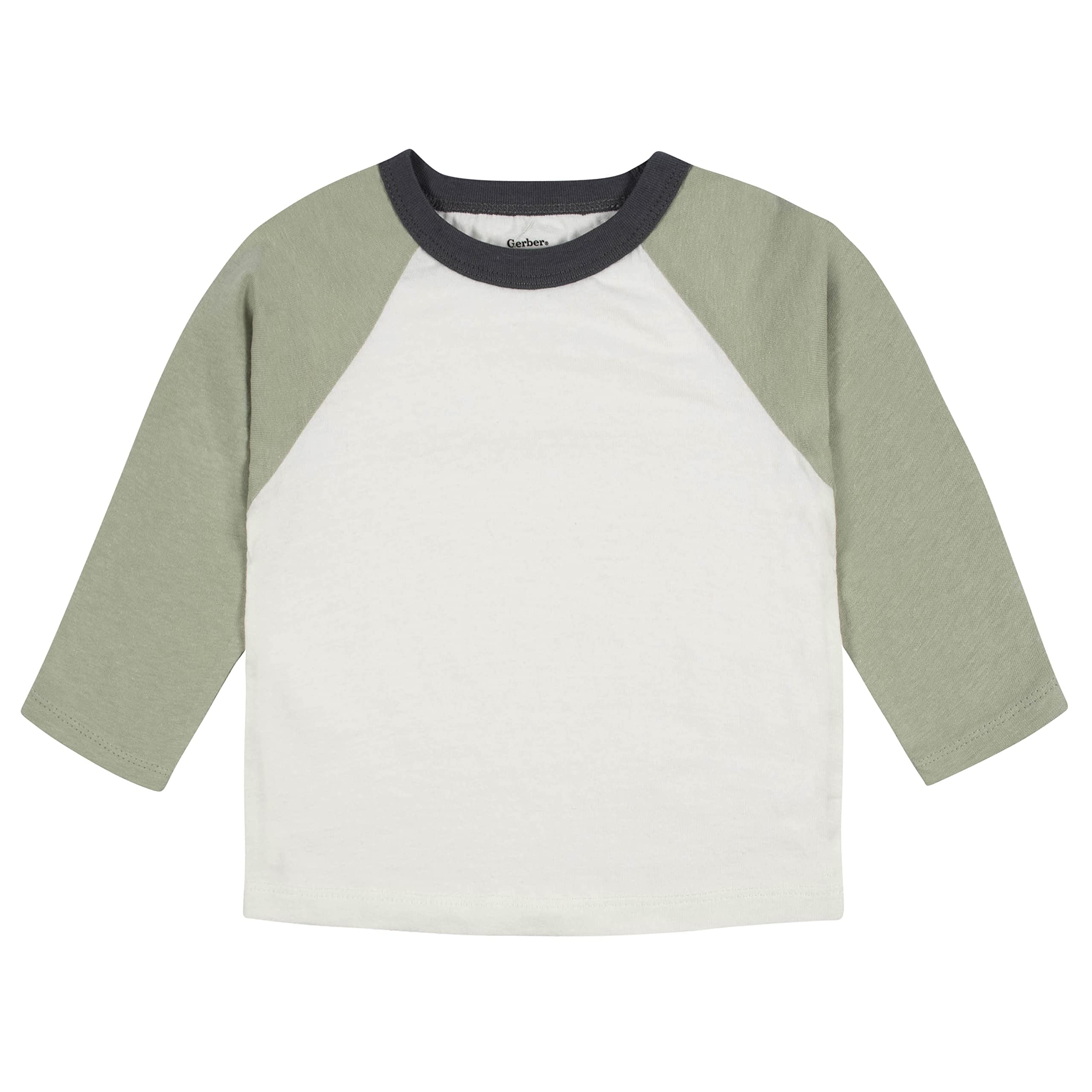 Gerber Baby Boys' 3-Pack Long Sleeve Baseball Tees - Soft Cotton Blend, Green & Gray, 0-3 Months - Perfect for Playtime, Outings & Photo Shoots