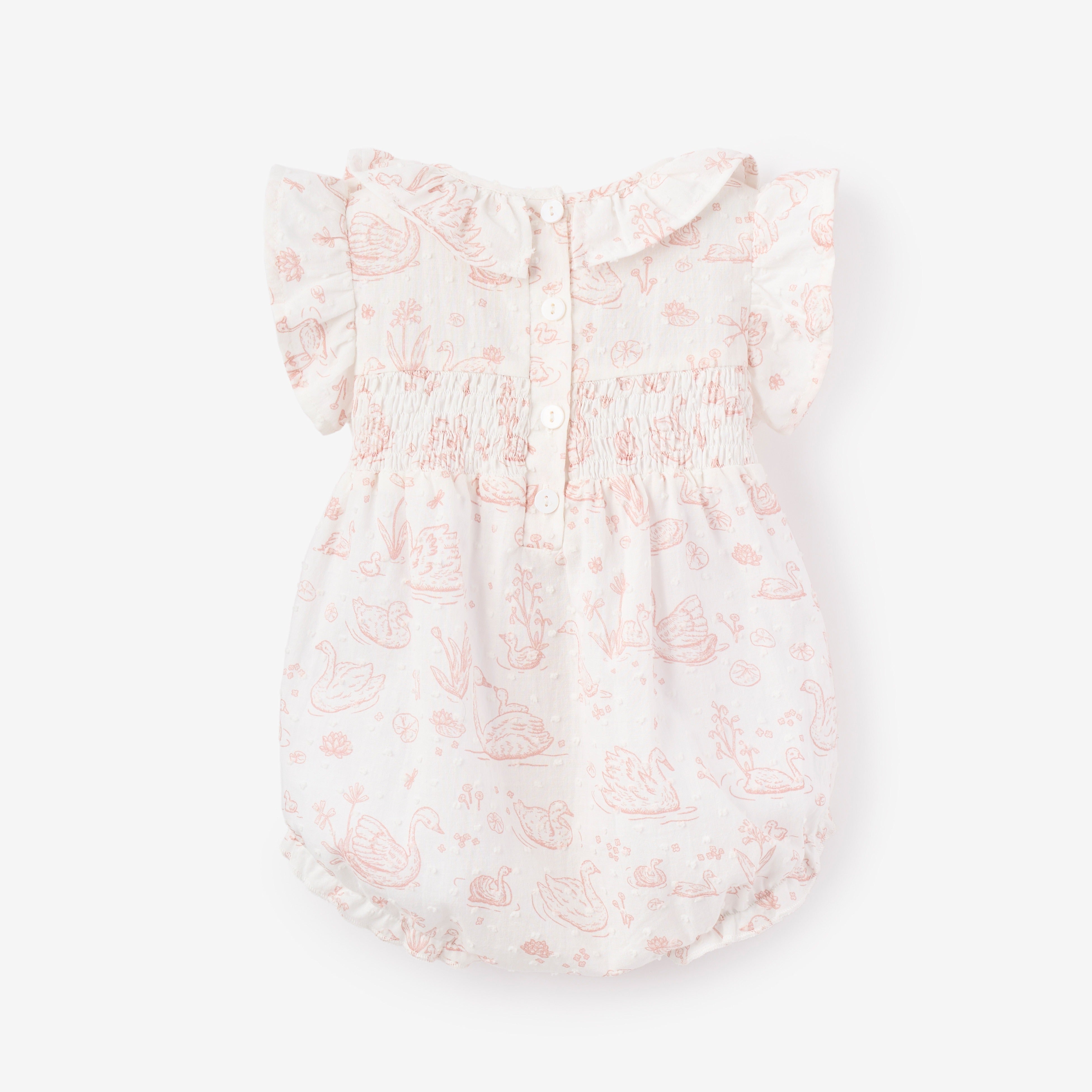 Swan Toile Swiss Dot Bubble Dress - Elegant Floral Print Women's Party Dress for Weddings, Dinners & Special Occasions