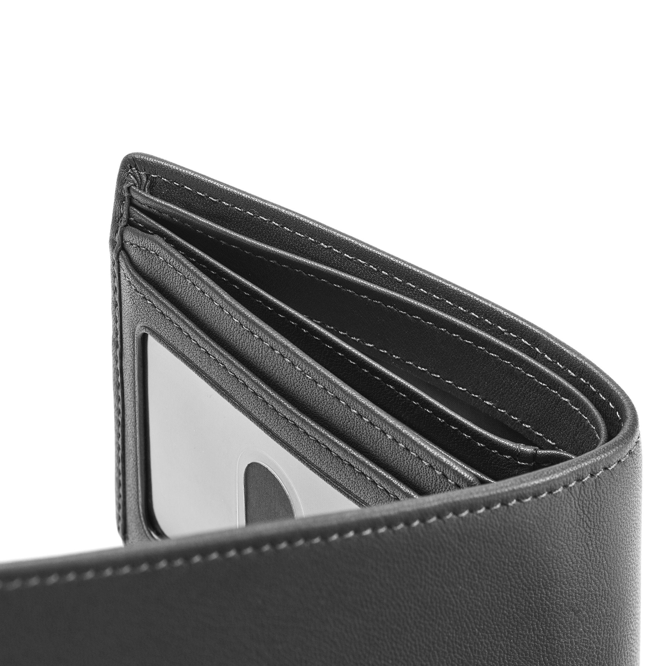 RFID Blocking Bifold Wallet with Flap - Premium Black Onyx Leather for Men - Secure & Stylish for Everyday Use, Travel & Business