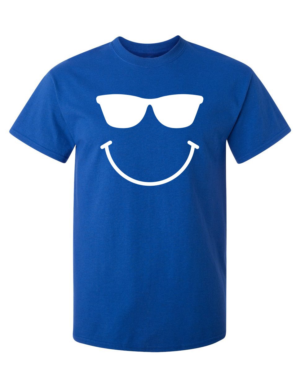 Funny Smiley Face Emoticon Graphic Novelty T-Shirt - Sarcastic Sunglasses Design for Men & Women - Perfect for Parties, Gifts, and Casual Wear