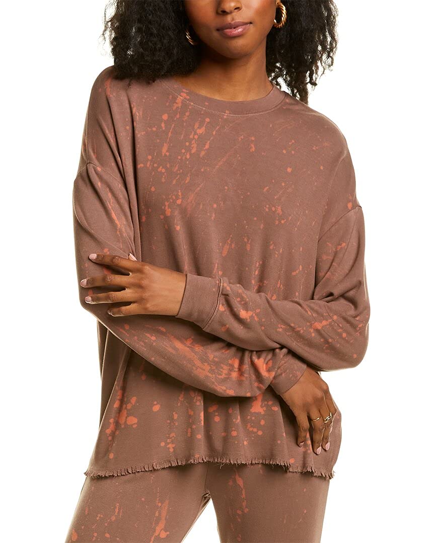 KENDALL + KYLIE Women's Mineral Wash Crewneck Sweatshirt | Raw Edge Detail | Casual Pullover | Perfect for Everyday Wear, Weekend Outings & Layering