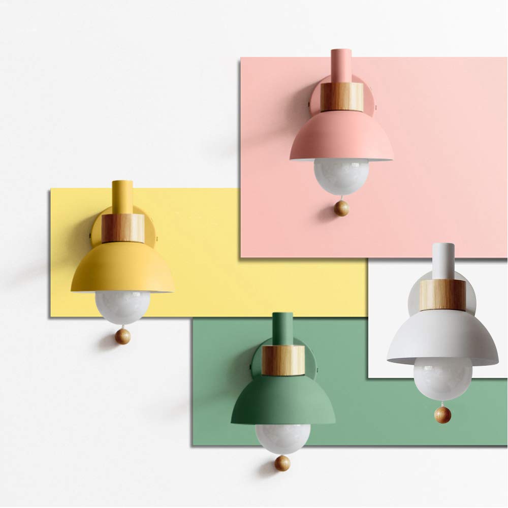 Romantic Warm Yellow Plug-in Wall Lamp - 5.9ft Cord with Button Switch, Macaron Wall Sconce Spotlight for Bedside Reading (Bulbs Not Included) | Perfect for Bedrooms, Living Rooms & Cozy Reading Nooks