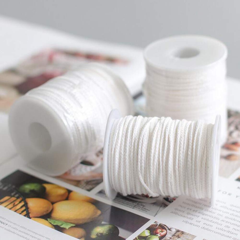 200FT 24-Ply Braided Cotton Candle Wicks - Natural Waxed Twine String for DIY Candle Making, Home Decor & Craft Projects (1 Roll)