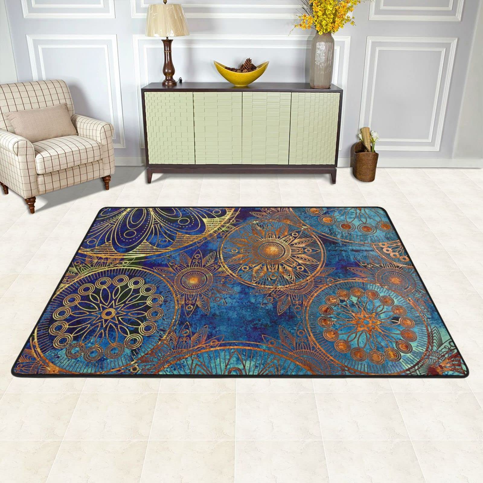 Fantasy Star Area Rug - Mysterious Blue Non-Slip Living Room Carpet | 5x6ft Breathable Comfort Rug for Bedroom & Lounge Areas | Perfect for Cozy Home Decor & Relaxation Spaces